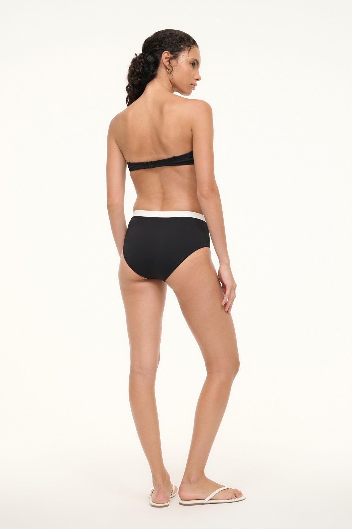 DEVON HIGH RISE BIKINI BOTTOM | BLACK WHITE Product Image