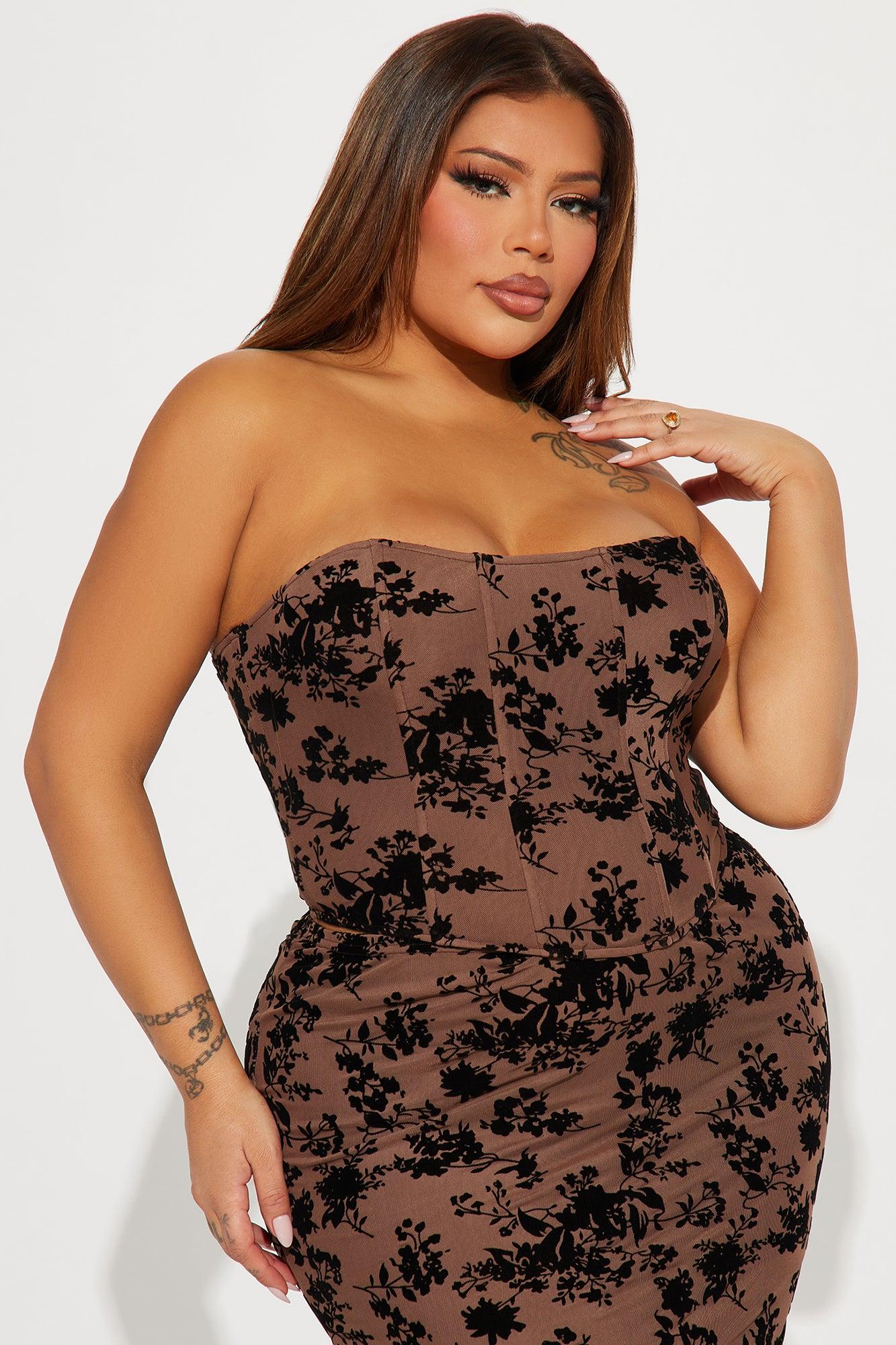 Sweet Serenity Midi Skirt Set - Brown/combo Product Image