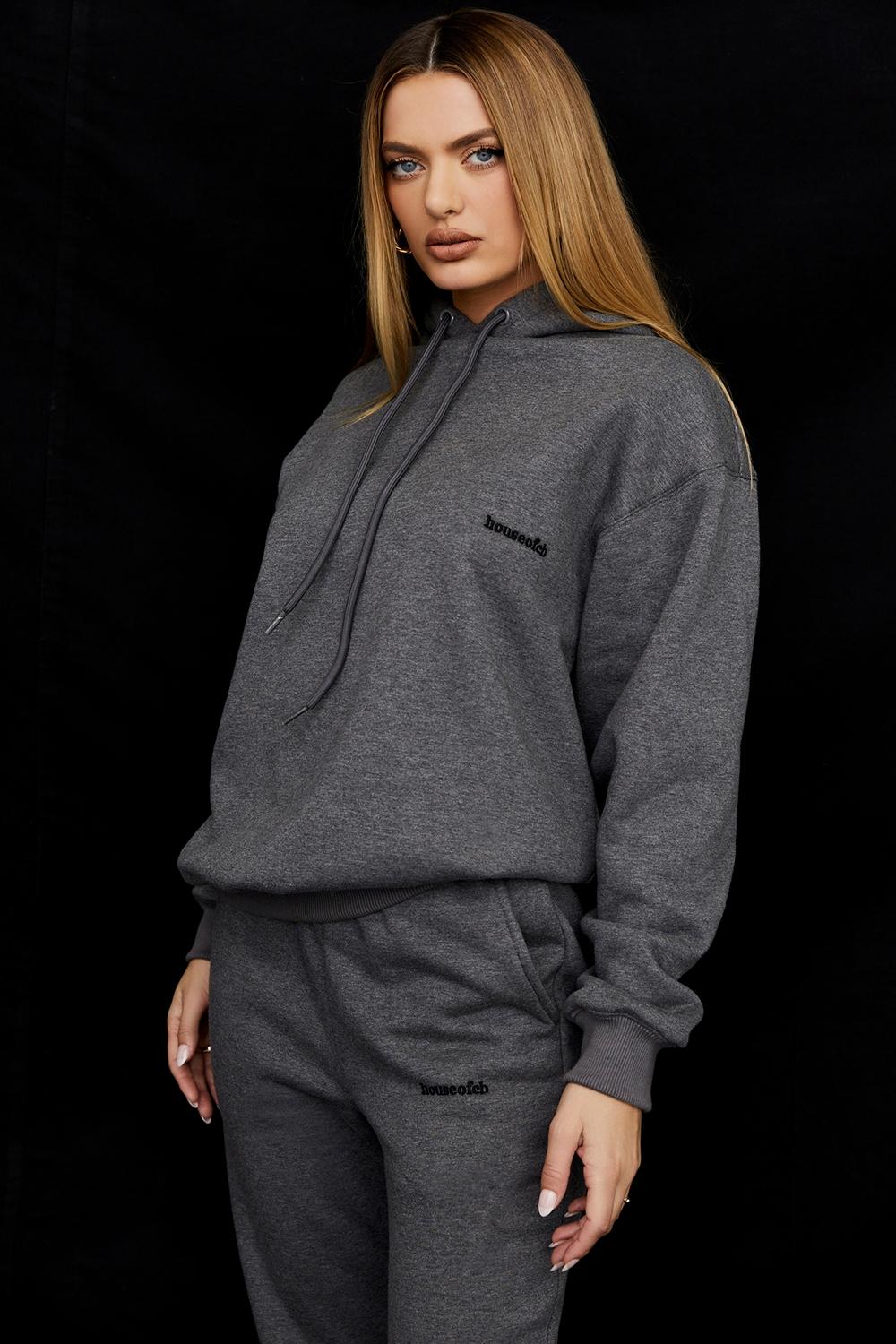 Halo  dark grey cotton fleece-back oversized hoodie Product Image