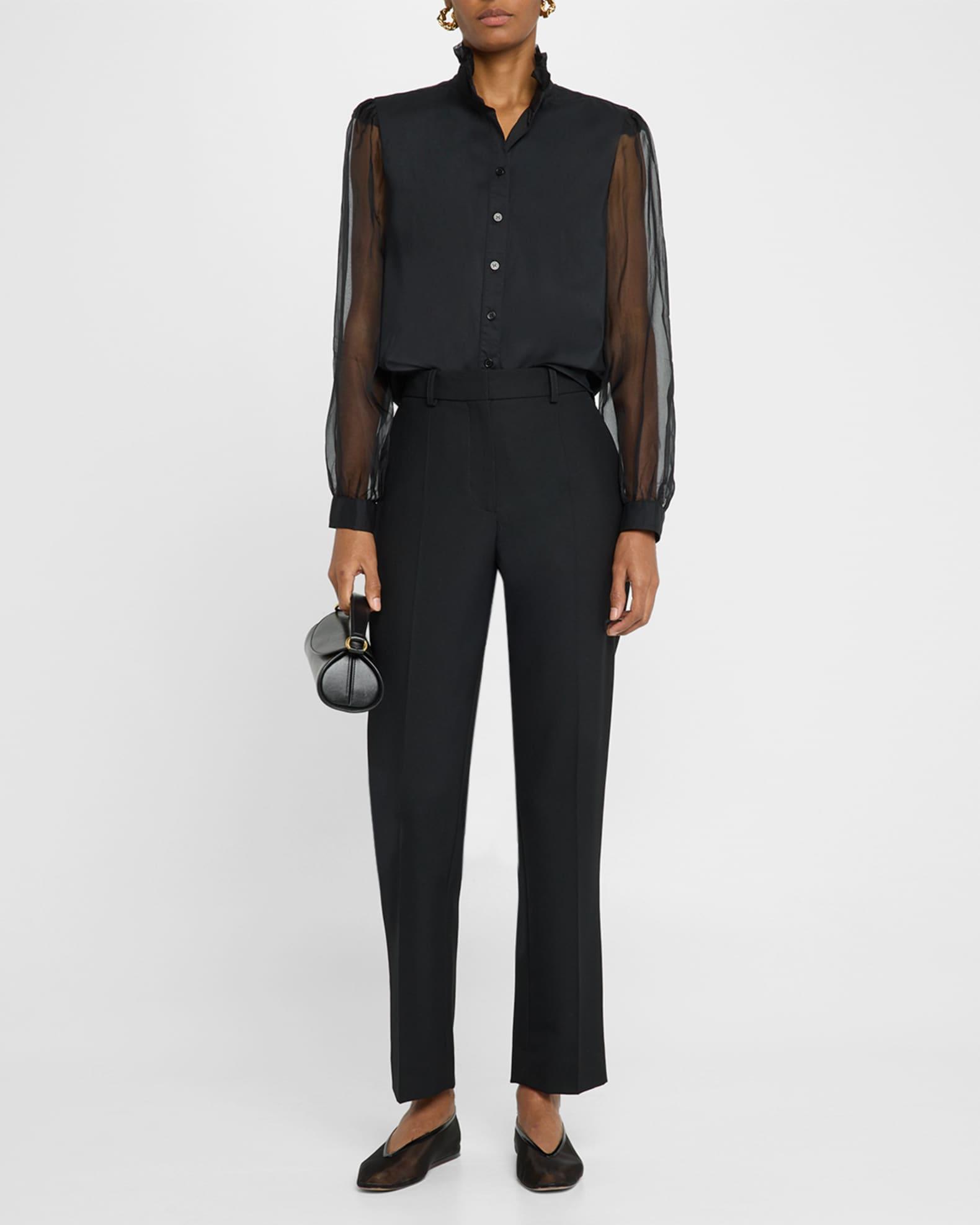 Mystie Ruffle Organza-Sleeve Shirt Product Image