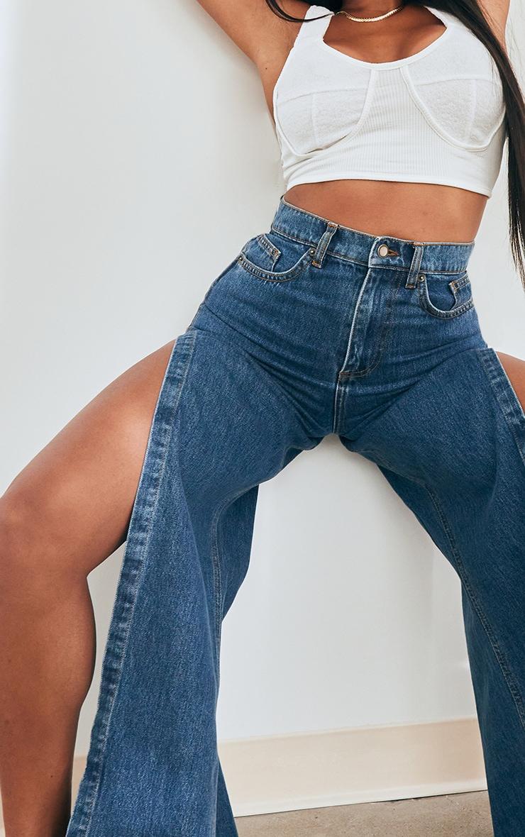 Shape Mid Blue Wash Extreme Split Detail Jeans Product Image