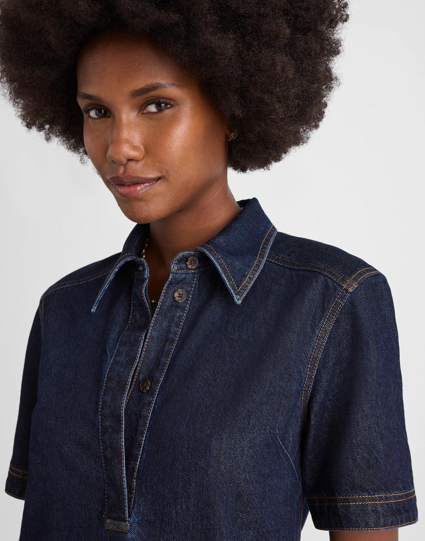 Denim Popover Mini Dress Product Image