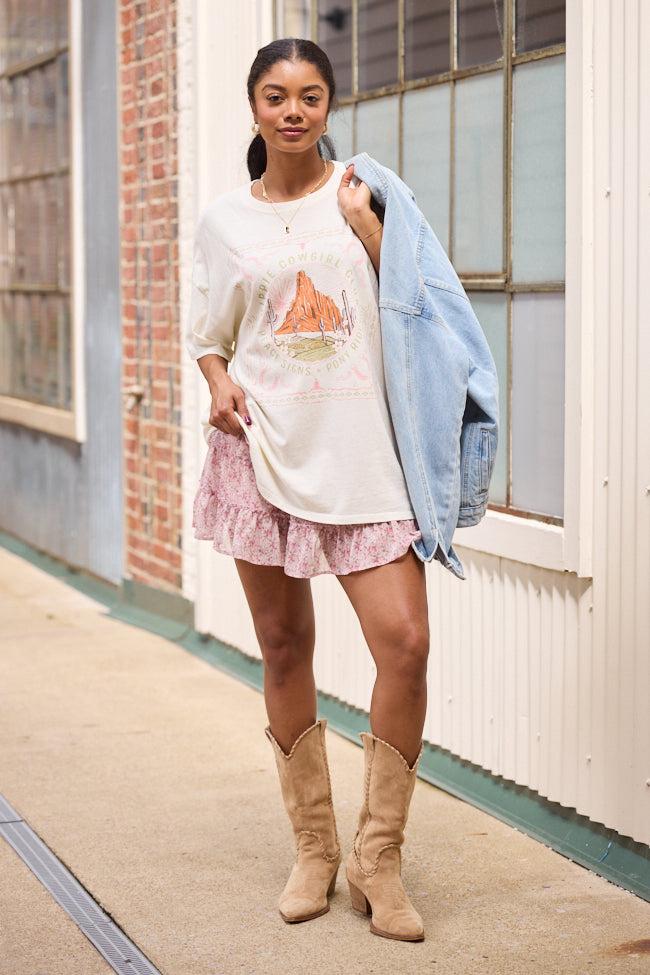 Hippie Cowgirl Club Off White Oversized Graphic Tee Product Image