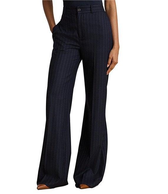 Lauren Ralph Lauren Wool Blend Pinstripe Wide Leg Coordinating Pants Product Image