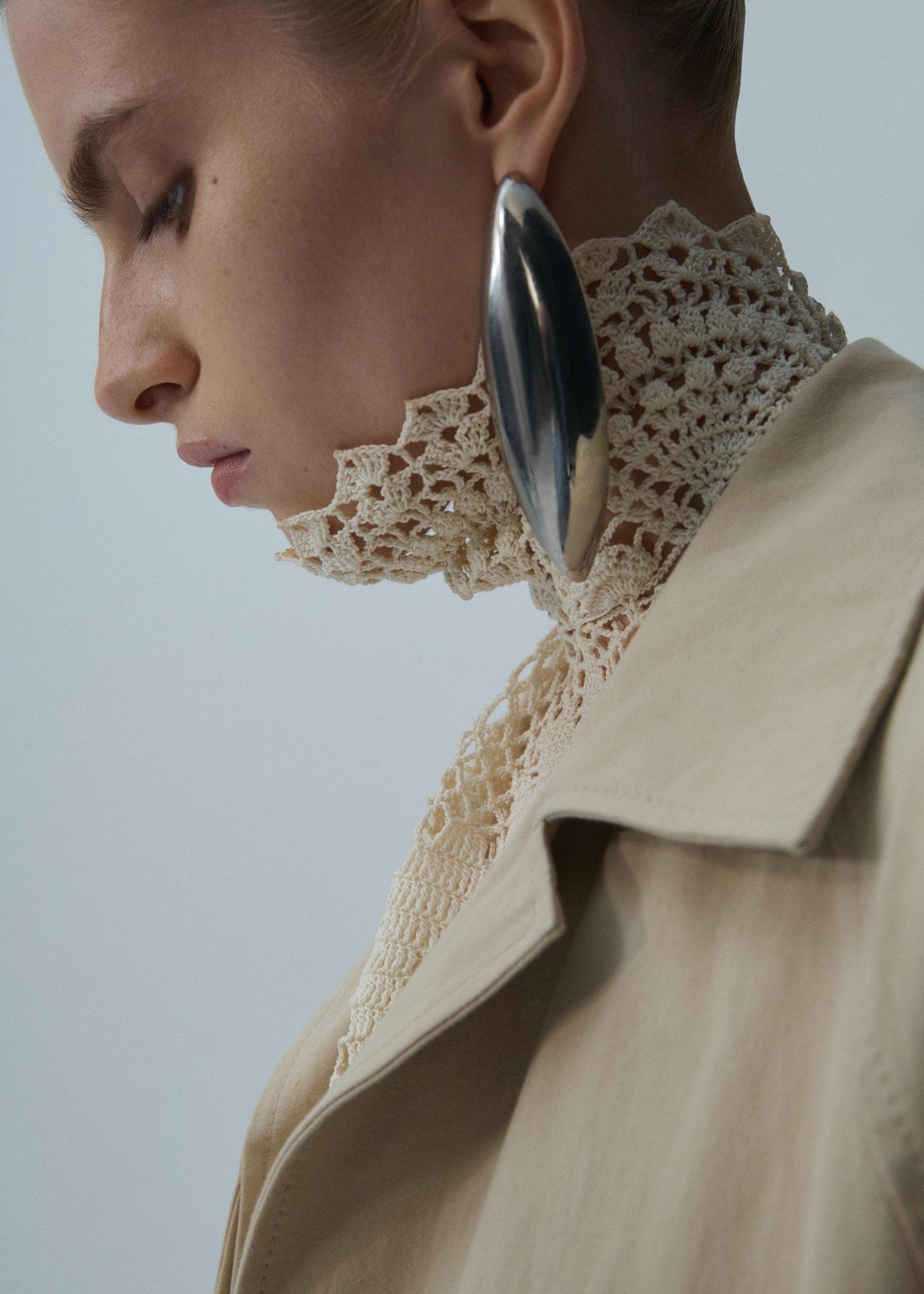 Wrap cotton trench coat in beige Product Image