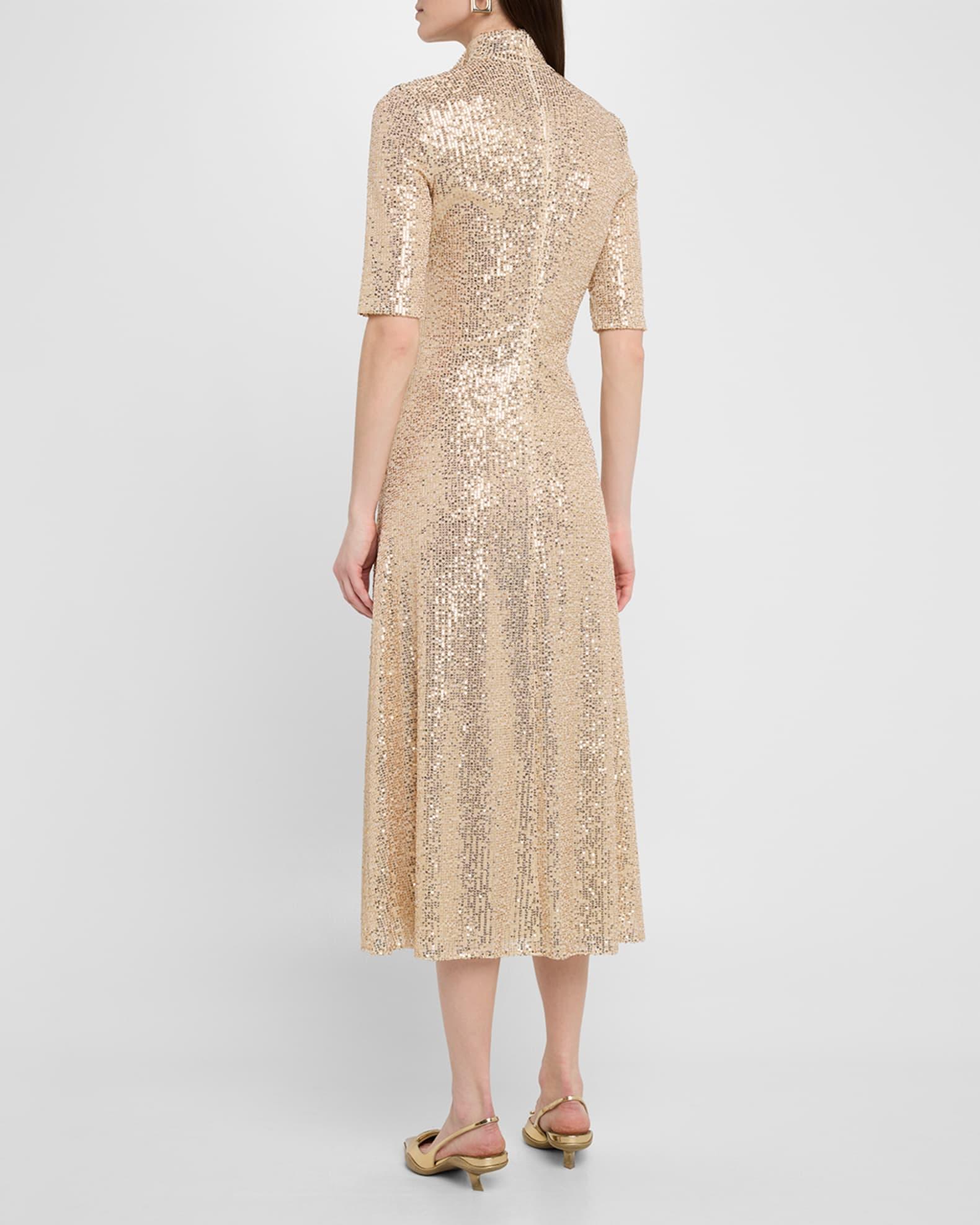 Zip-Up Sequined Midi Dress Product Image