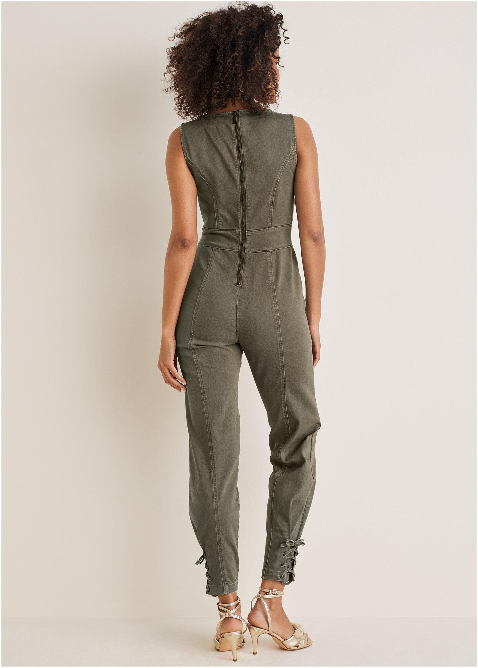 Twill Utility Jumpsuit - Olive Product Image