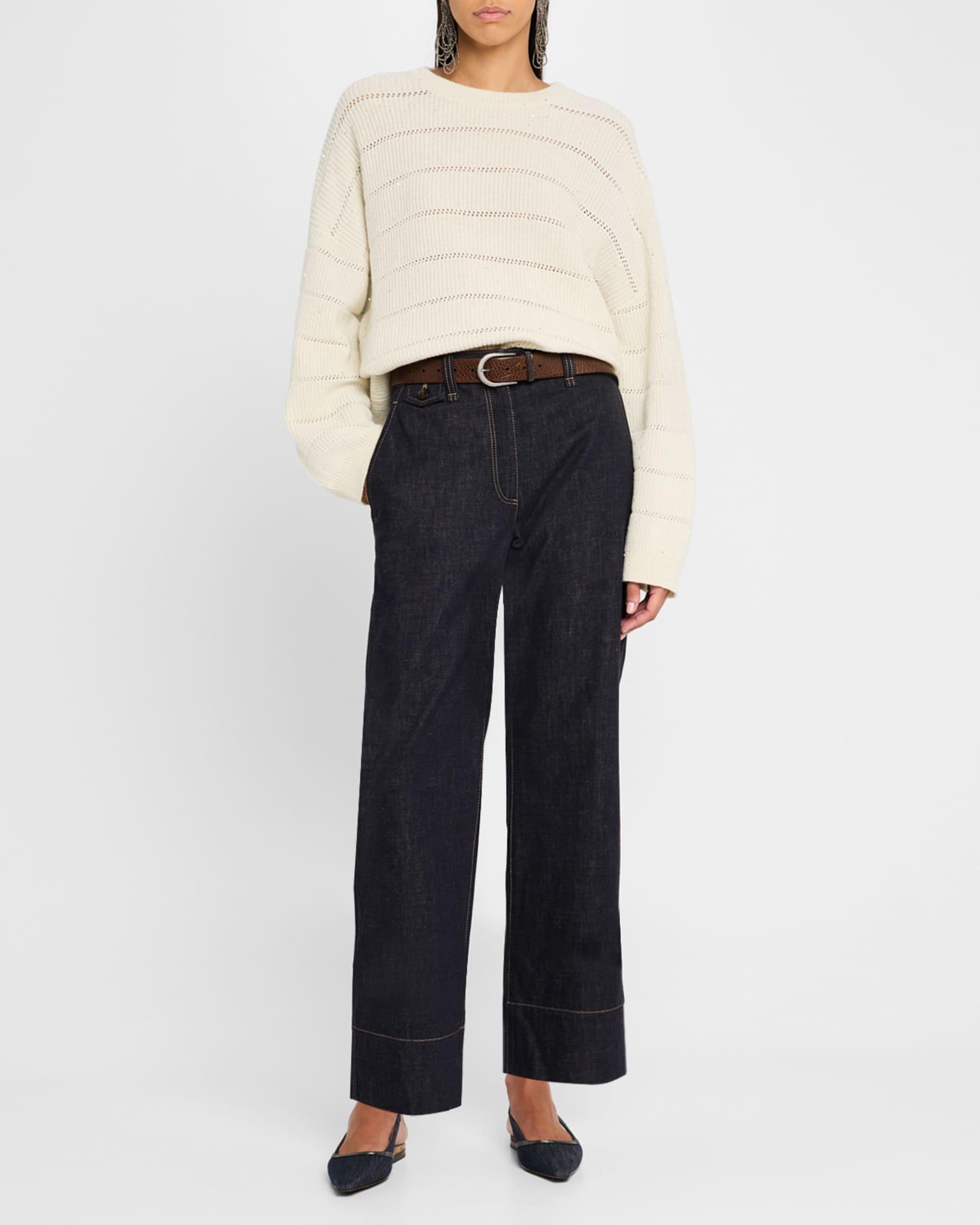 Mohair Open-Work Crewneck Sweater Product Image