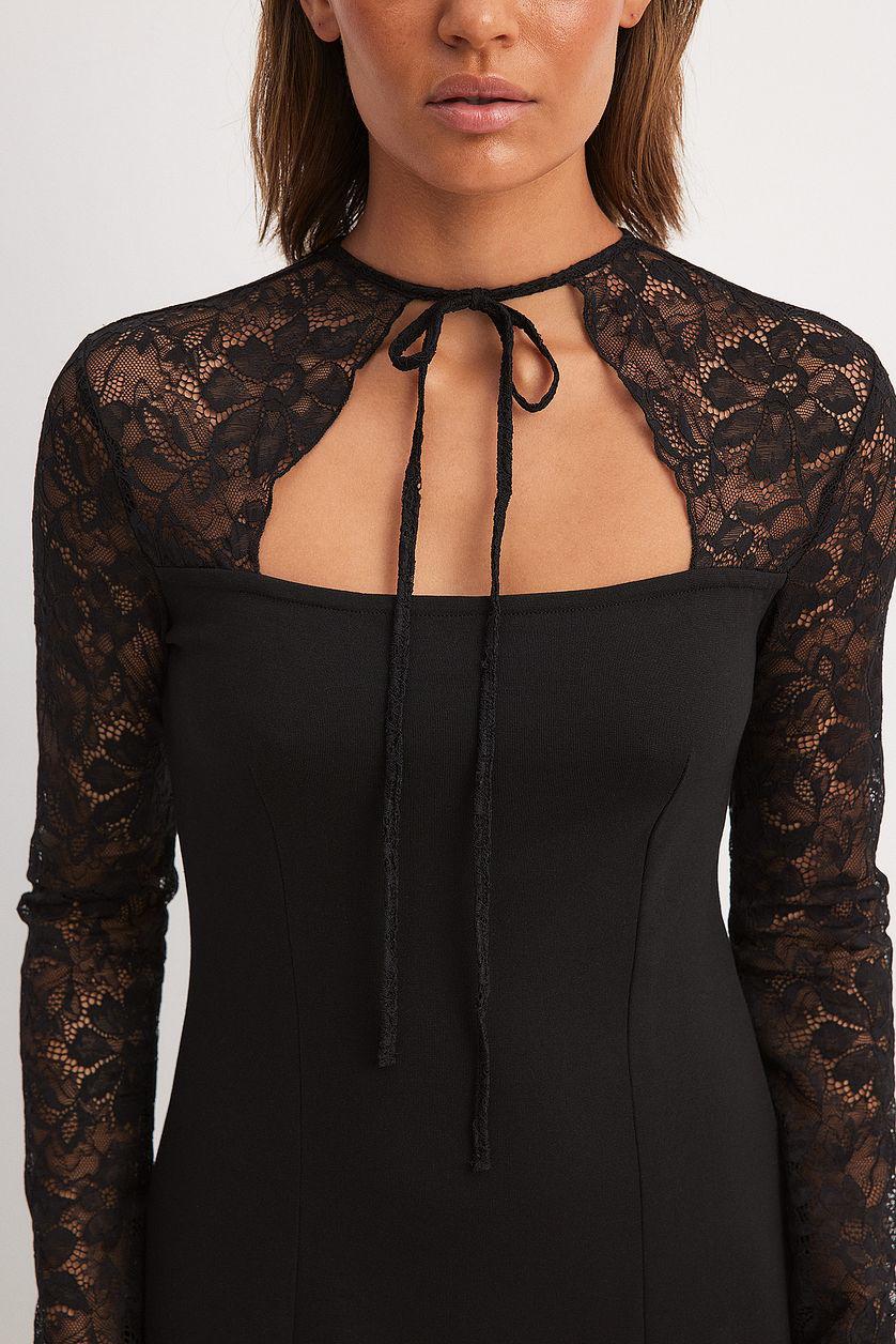 Lace Sleeve Jersey Mini Dress Product Image