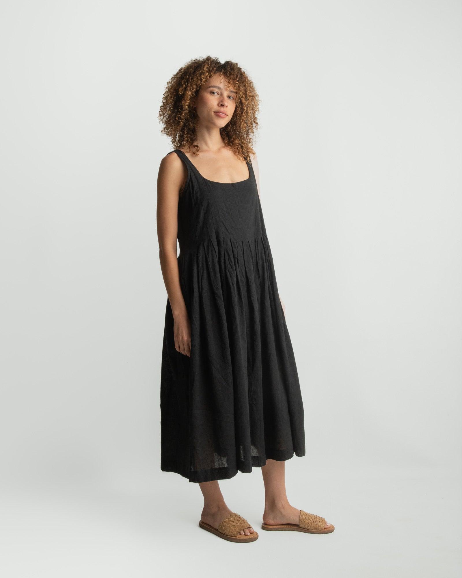 Black Cascade Midi Dress Product Image