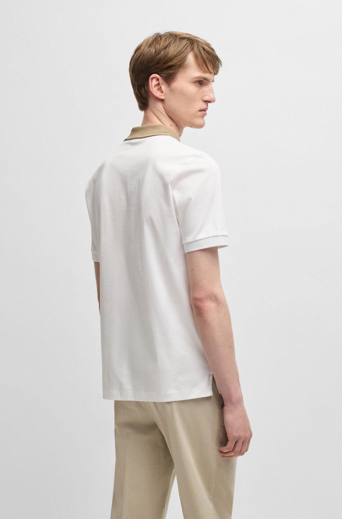 Mercerized-cotton slim-fit polo shirt with collar stripe Product Image