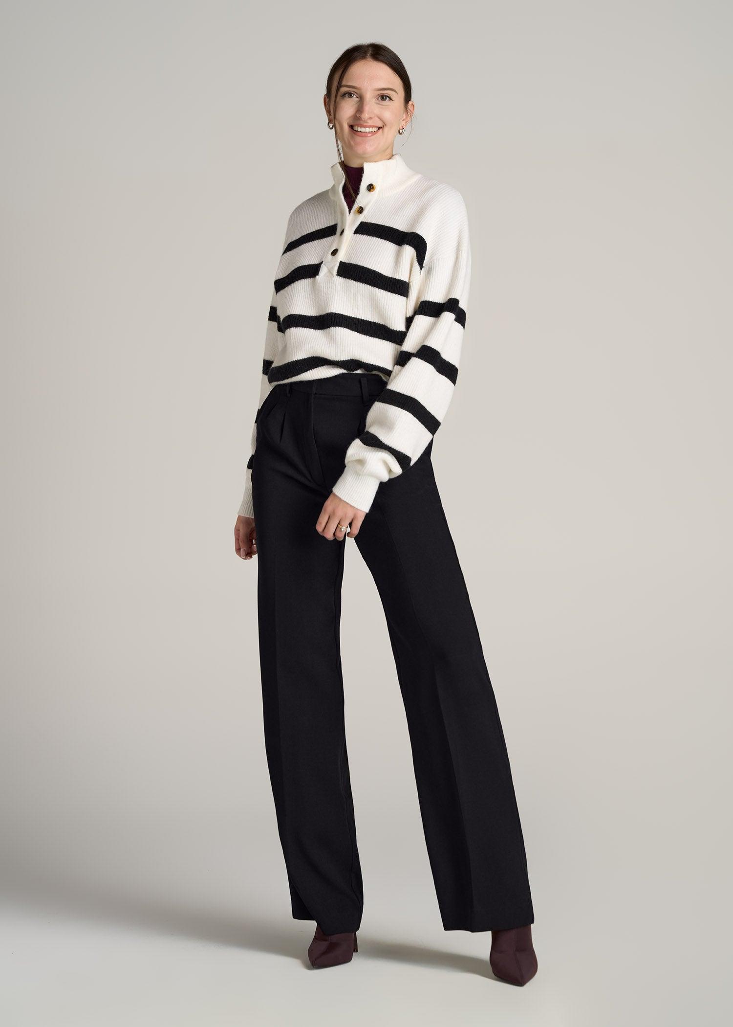 Pleated WIDE Leg Dress Pants for Tall Women in Black Female Product Image