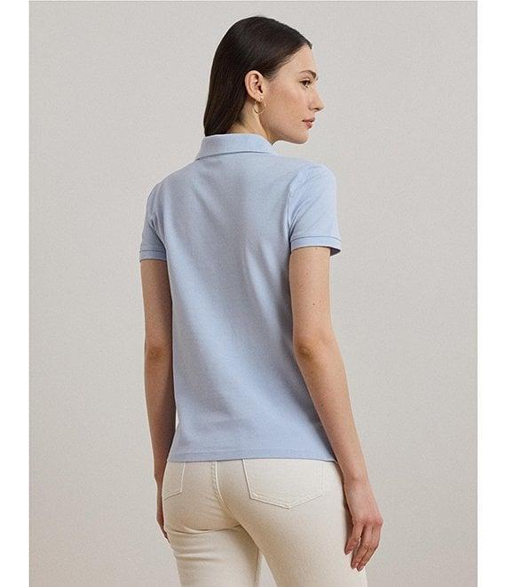 Lauren Ralph Lauren Stretch Ribbed Knit Collared Short Sleeve Polo Shirt Product Image