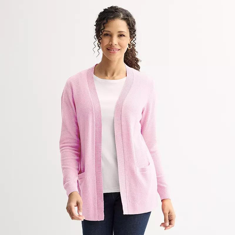 Petite Croft & Barrow® Open-Front Cardigan with Pockets, Women's, Size: Large Petite, Daydream Purple Product Image