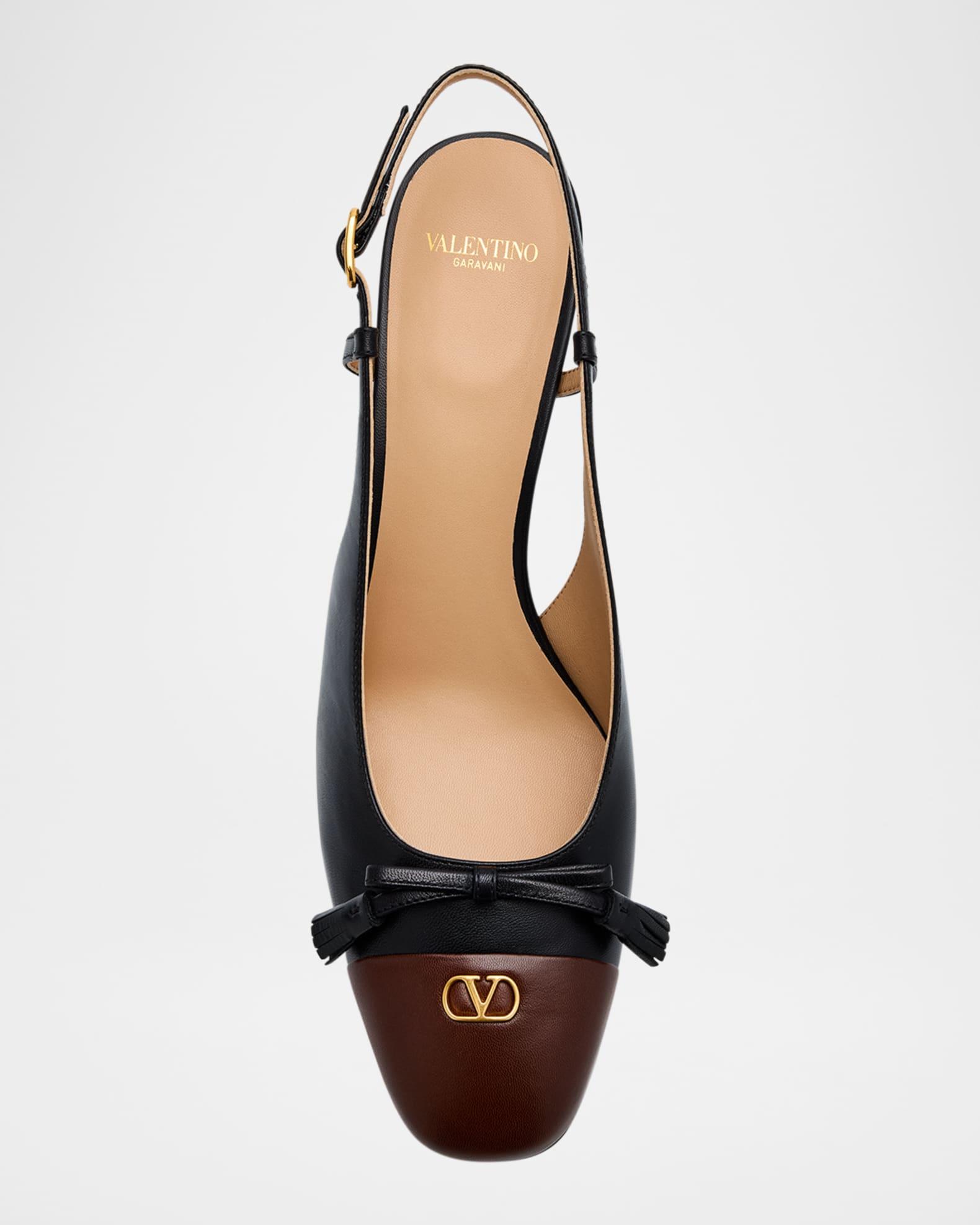 Valet Du Roi VLogo Leather Slingback Pumps Product Image