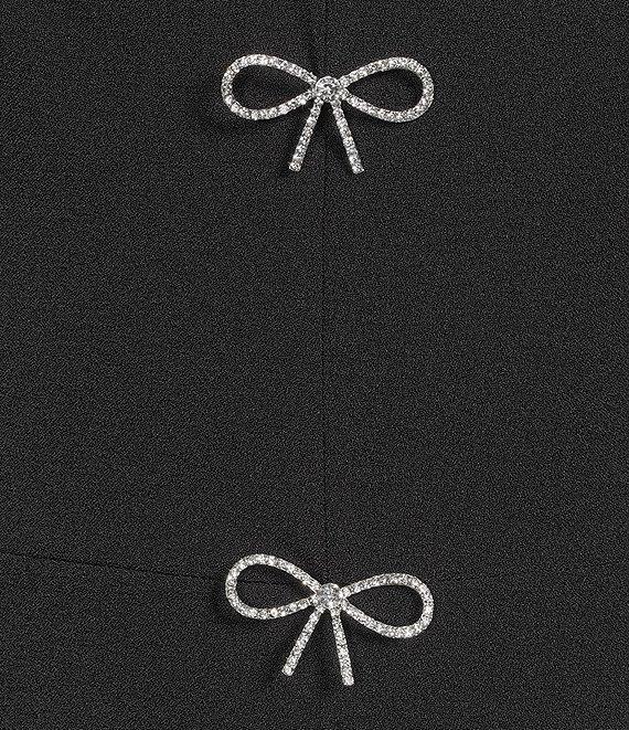 Eliza J Long Sleeve Crew Neck Fit and Flair Bow Mini Dress Product Image