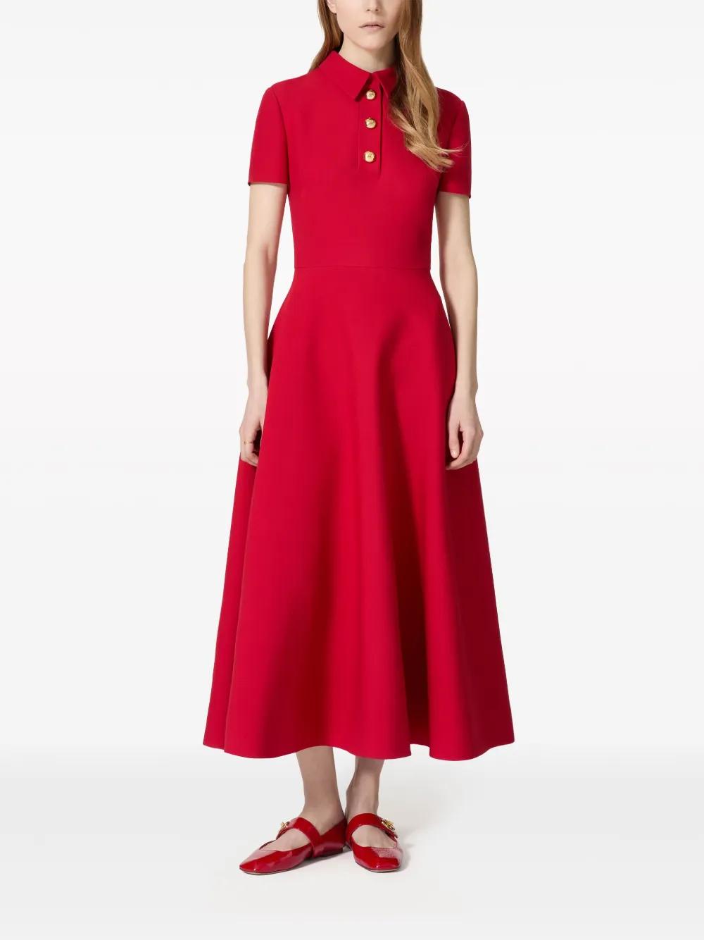 short-sleeve polo-collar maxi dress Product Image