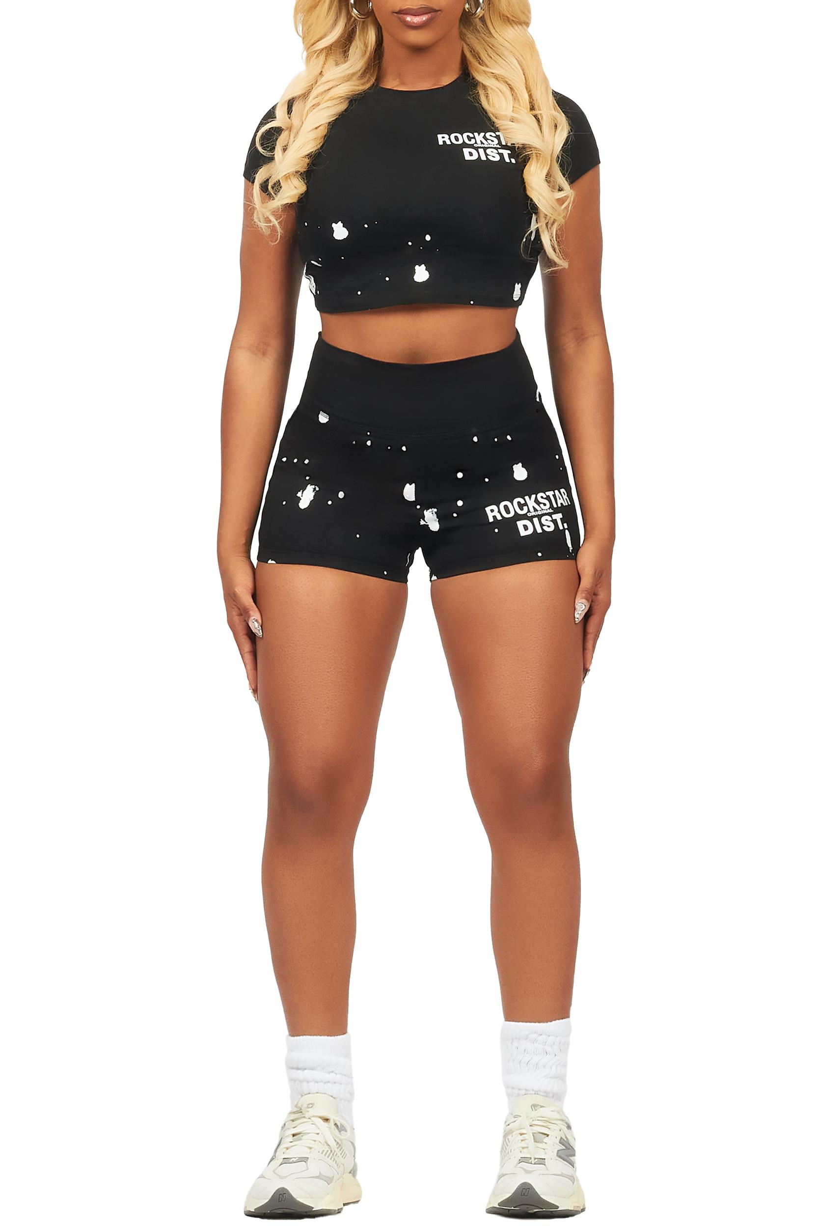 Nadja Black Crop Bike Short Set Female Product Image