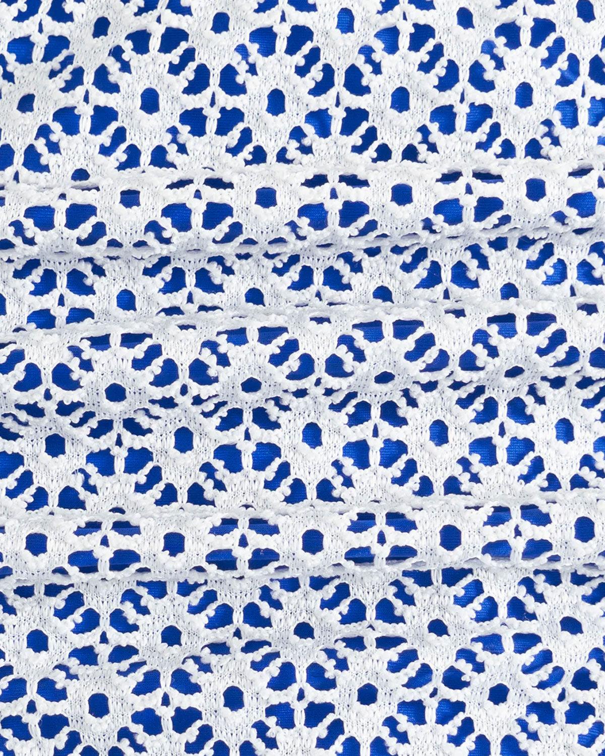 Blue Geometric Triangle Drawstring Bikini Set Product Image