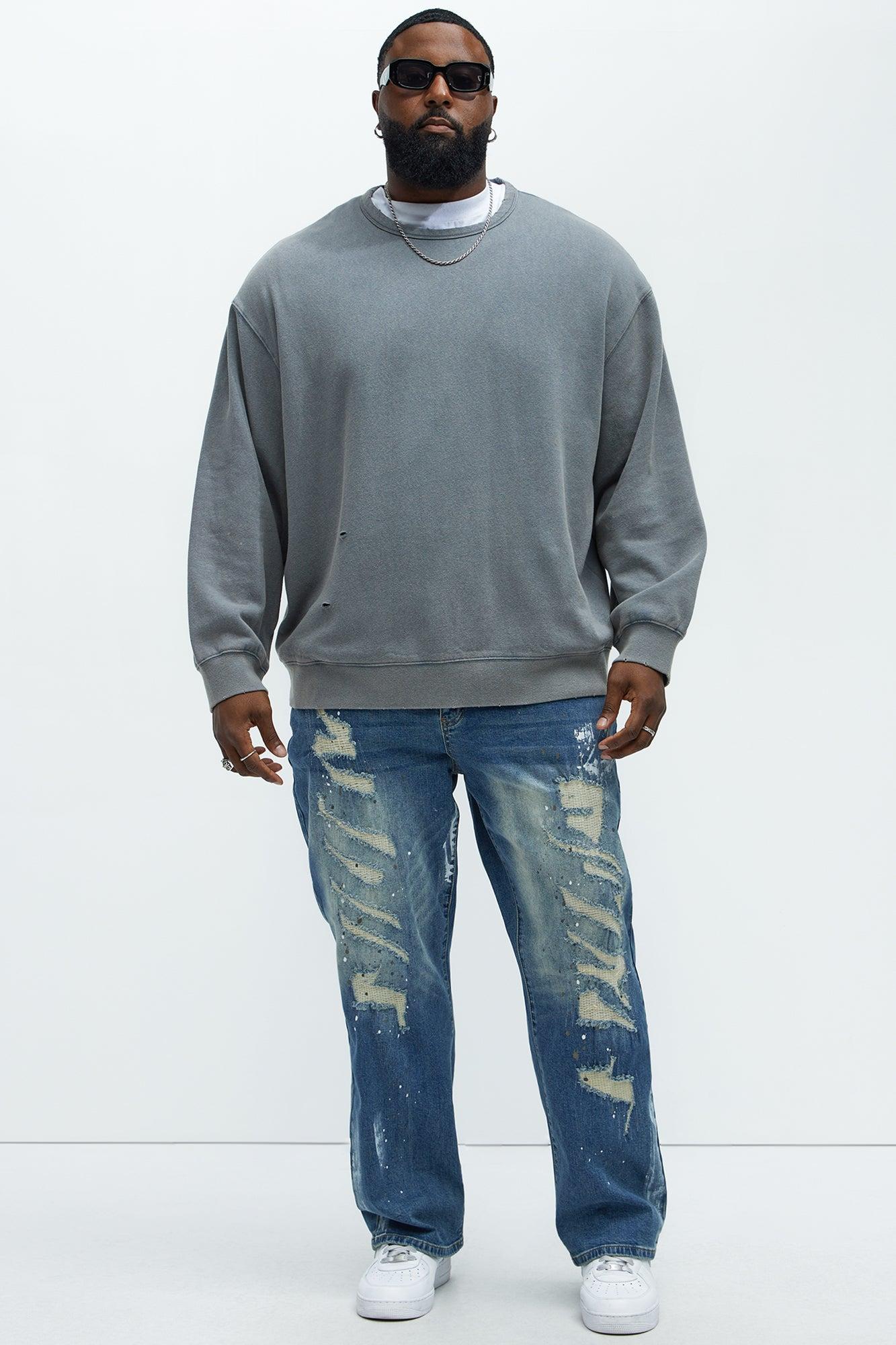 Douglas Repaired Straight Jeans - Medium Blue Wash Product Image