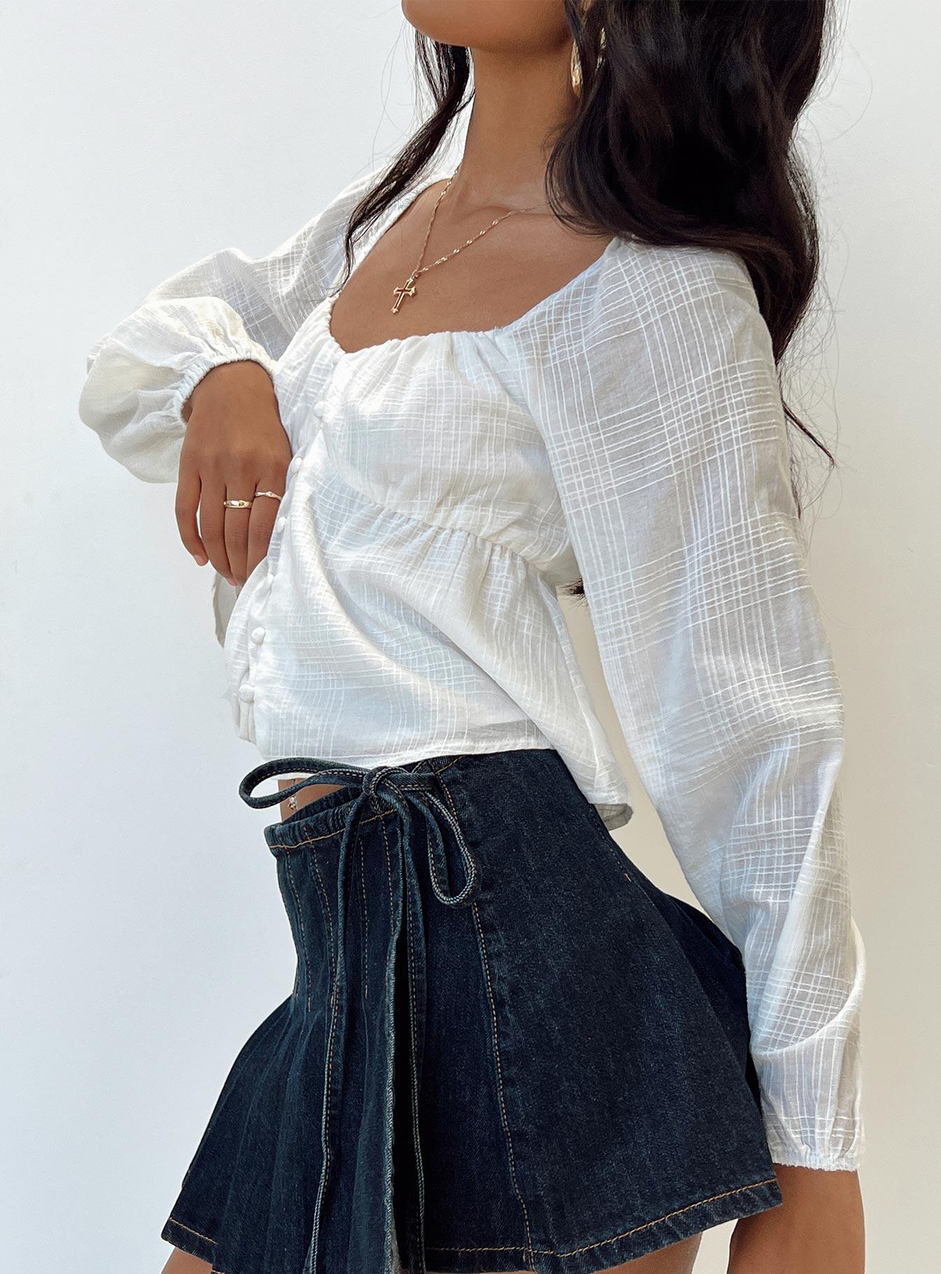 Maxime Long Sleeve Top White Product Image