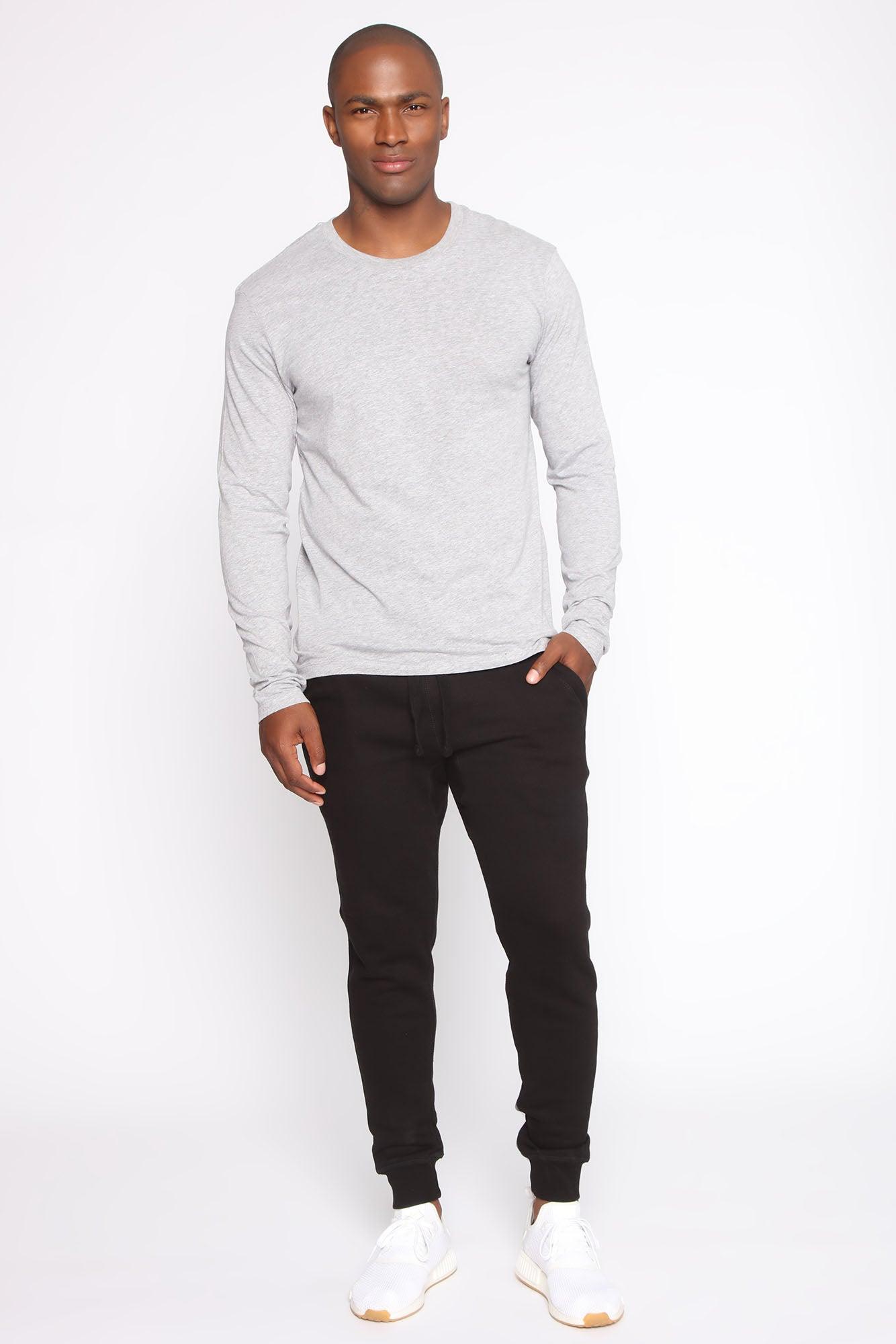 Essential Long Sleeve Crew Tee - Grey Product Image