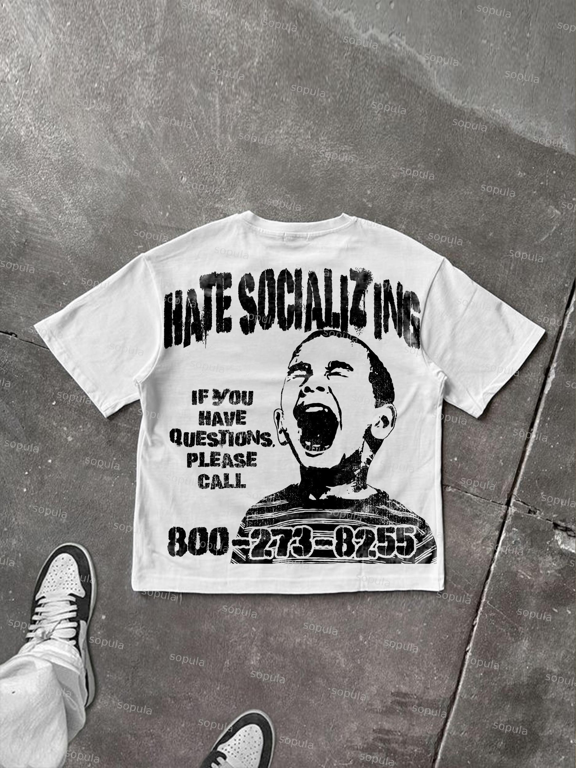 Mental Health Counseling Hate Socializing Vintage Graphic Cotton T-shirt Product Image