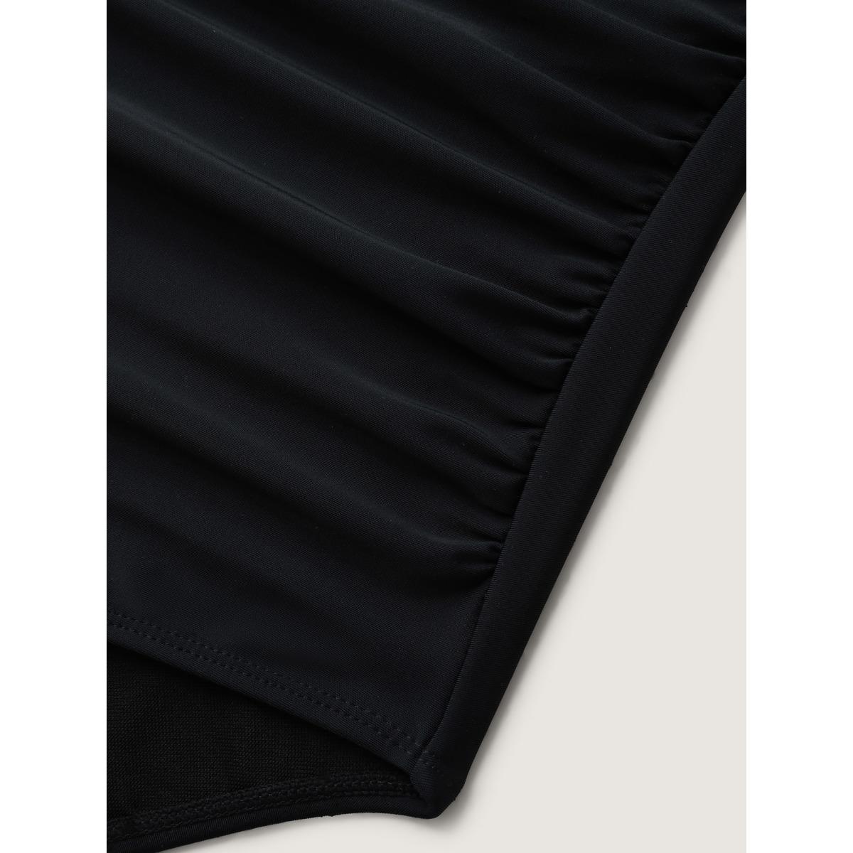 Plus Size Two-Piece Contrast Sheer Sarong Swimsuit Women's Swimwear Teal Beach Contrast Curve Bathing Suits High stretch One Pieces BloomChic 22-24/3X Product Image