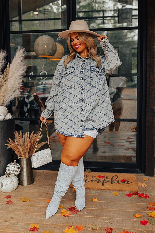 Stop Time Light Weight Denim Jacket in Light Wash Curves Product Image