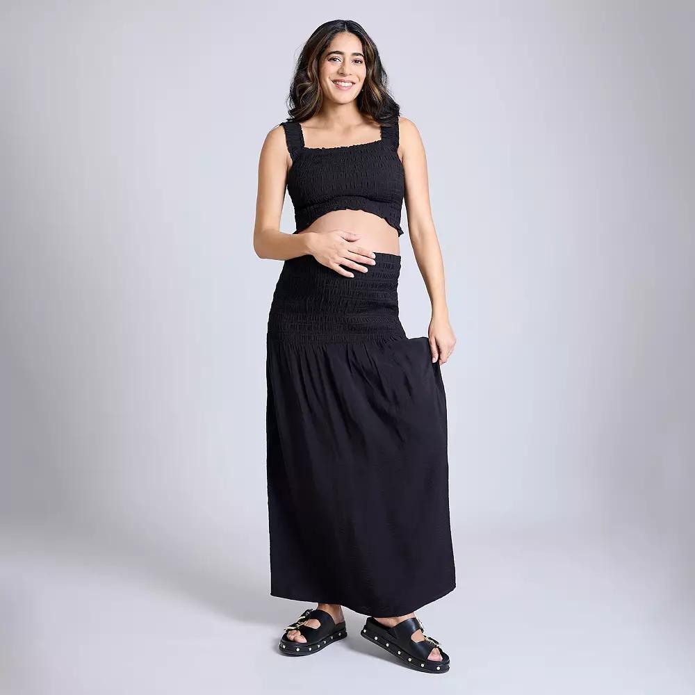Maternity Motherhood® 2-pc. Smocked Crop Top & Maxi Skirt Set, Women's,  Product Image