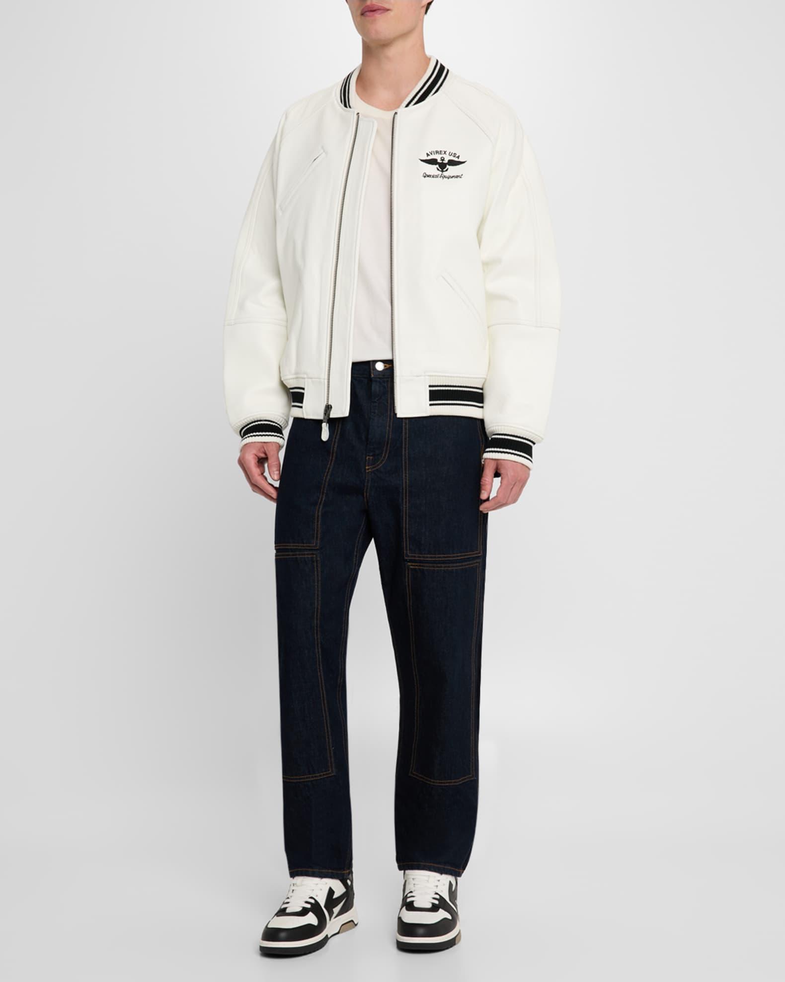 Men's Stadium Embroidered Leather Varsity Jacket Product Image