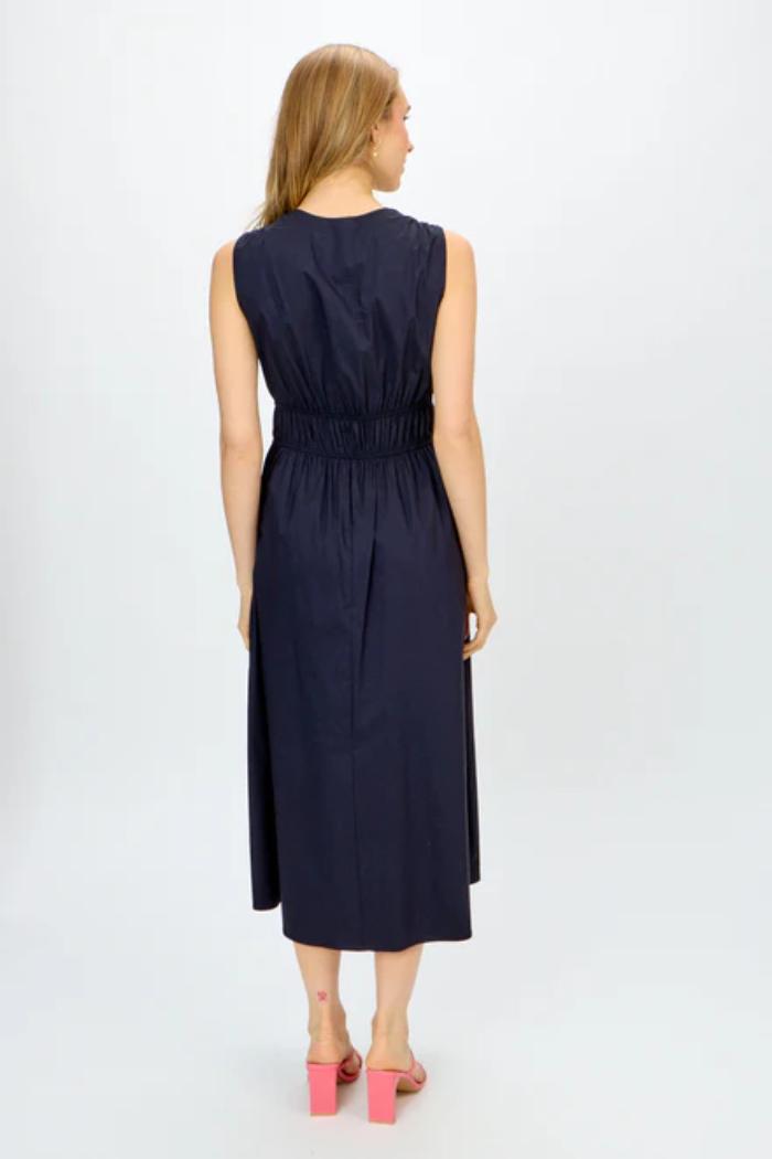 Stretch Poplin Fit-And-Flare Dress- Midnight Product Image