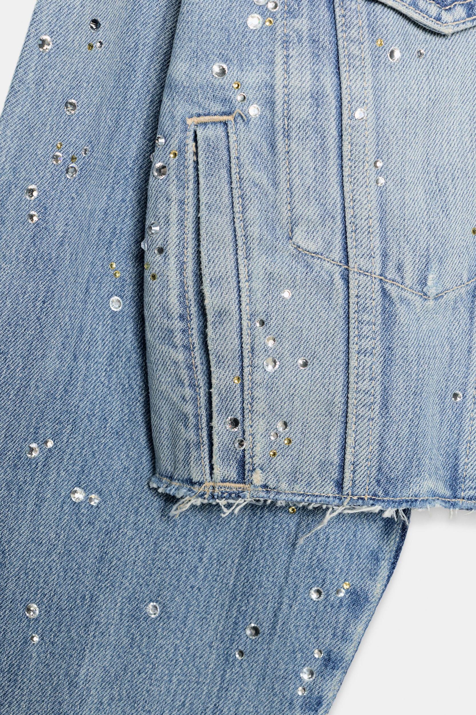 TRF STRASS CROP DENIM JACKET Product Image