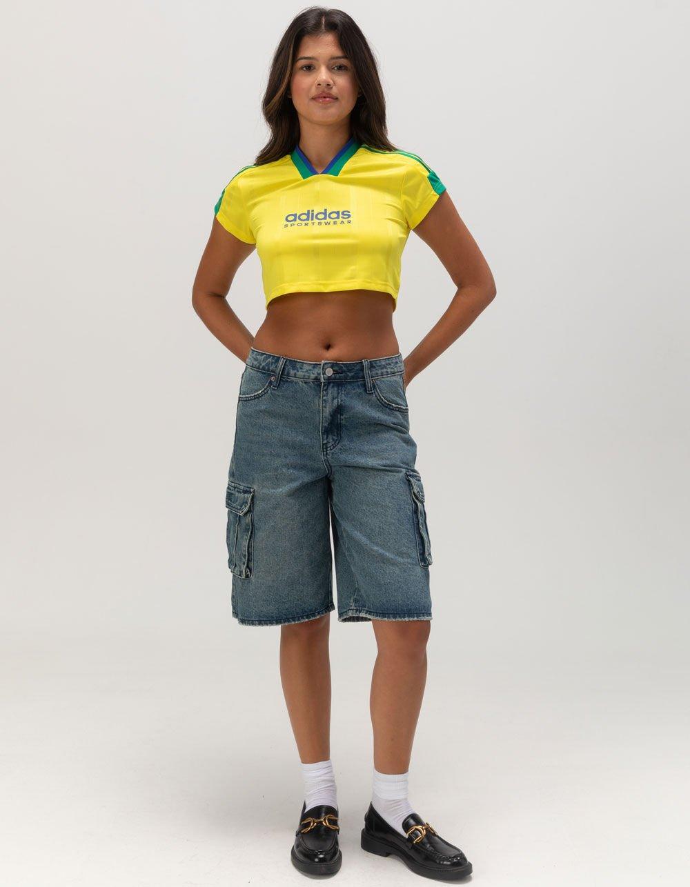 ADIDAS Tiro Cut 3-Stripes Womens Crop Jersey - YELLOW Product Image