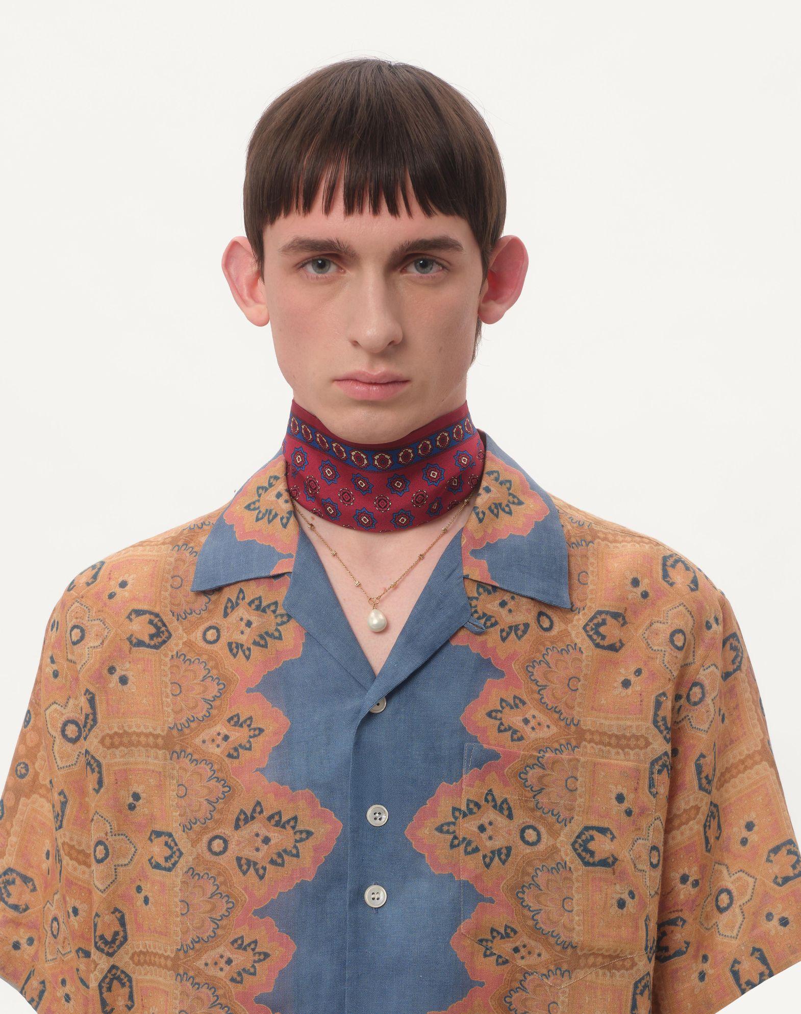 Linen Bowling Shirt With Voyage Imaginaire Print Product Image