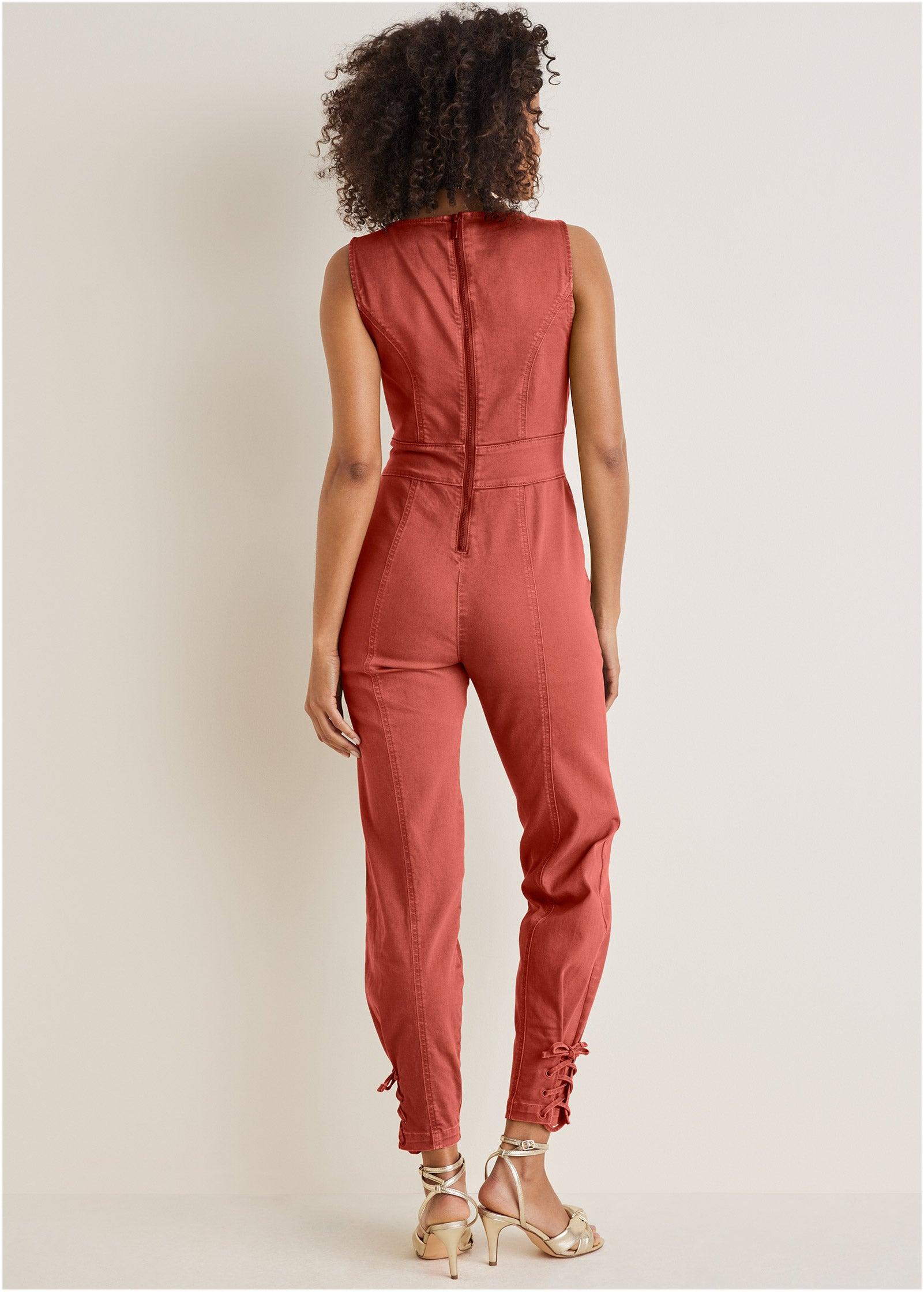 Twill Utility Jumpsuit - Burnt Orange Product Image