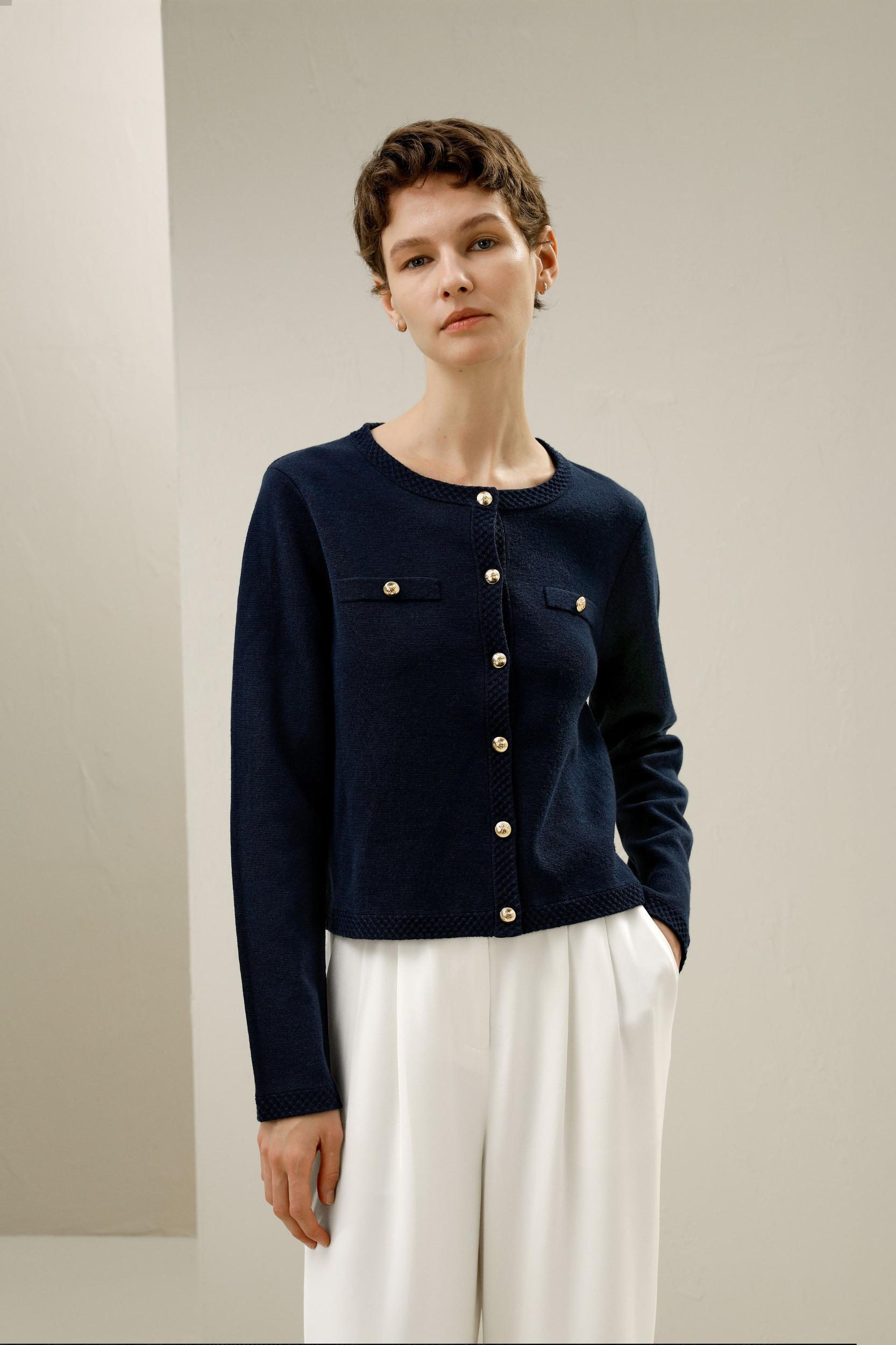 Merino Wool Golden Buttons Cardigan Product Image