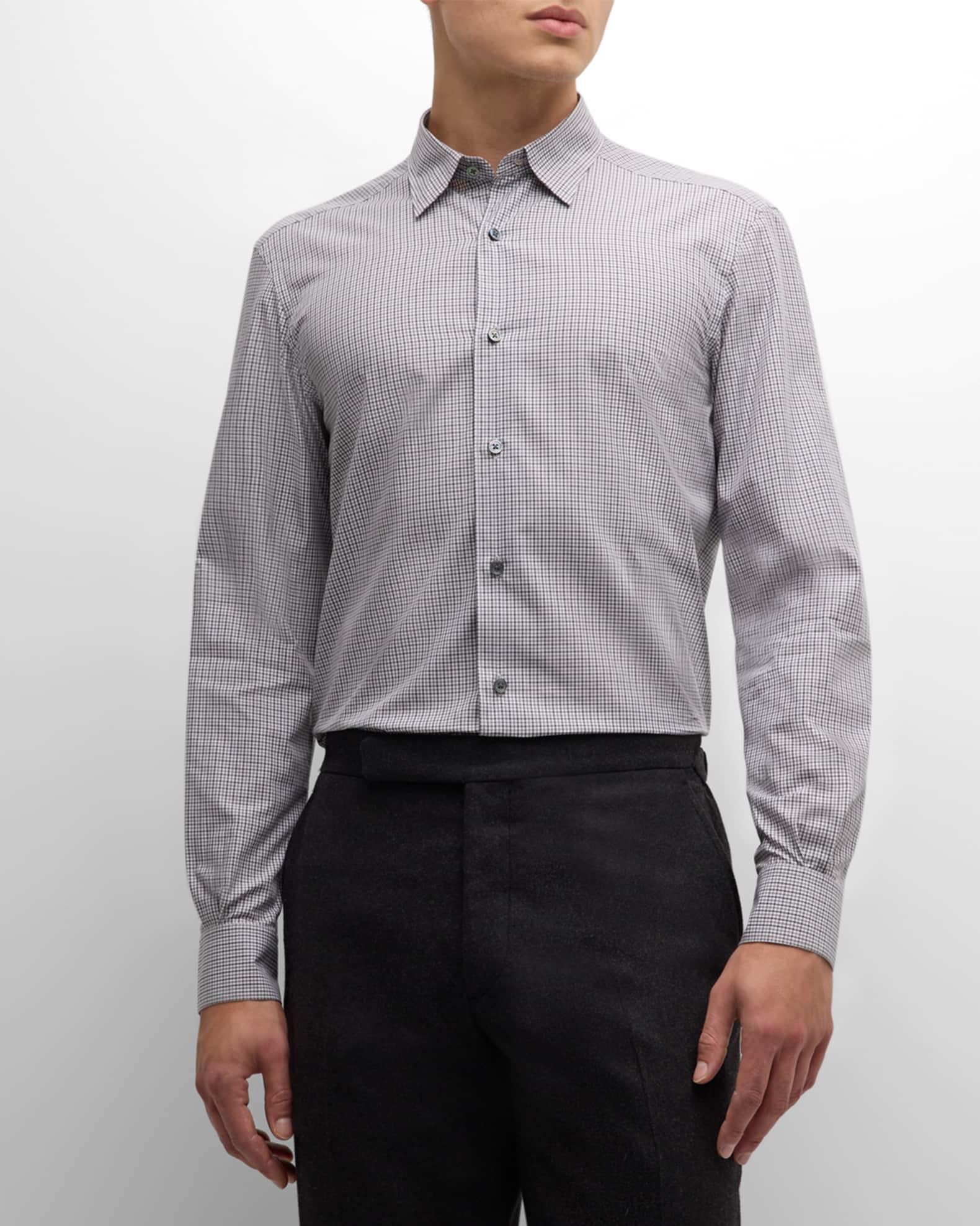 Men's Centoquaranta Micro-Check Cotton Sport Shirt Product Image