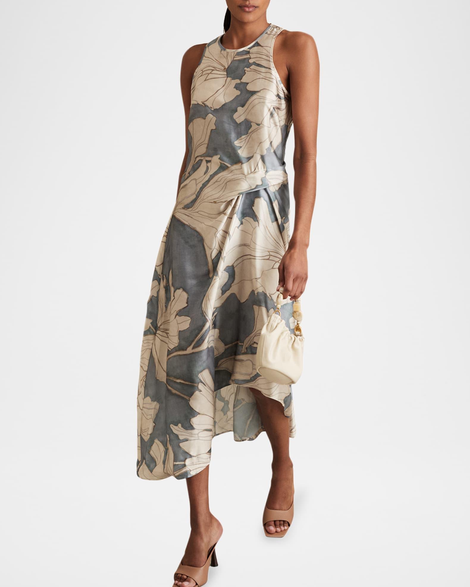 Mieke High-Low Satin Midi Dress Product Image