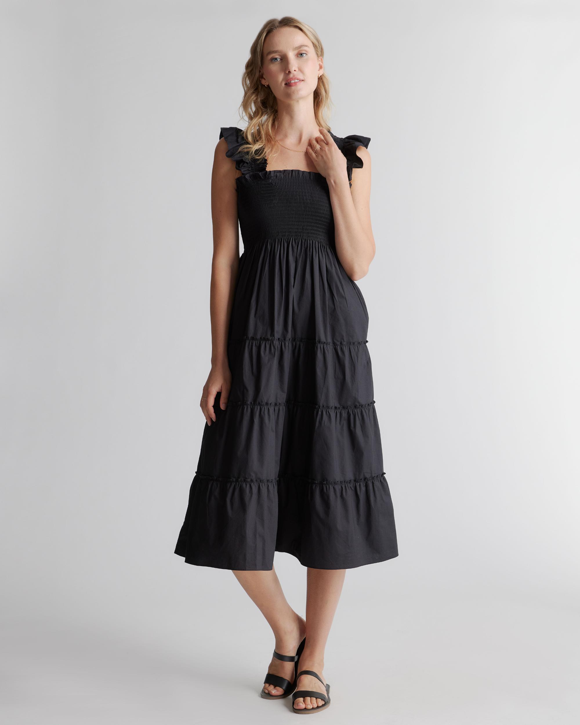 Quince | Women's Poplin Smocked Midi Dress Size XS, Organic Cotton Product Image