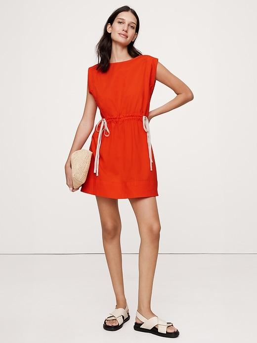 Poplin Cinch-Waist Mini Dress Product Image