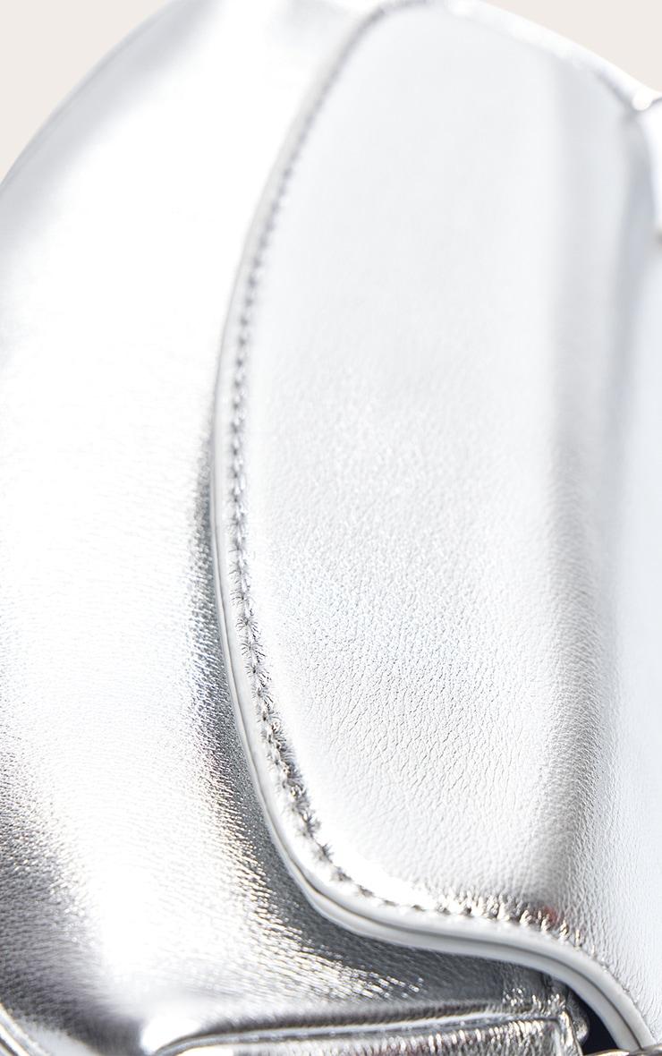 Silver Crinkle Pu Slim Curved Shoulder Bag Product Image