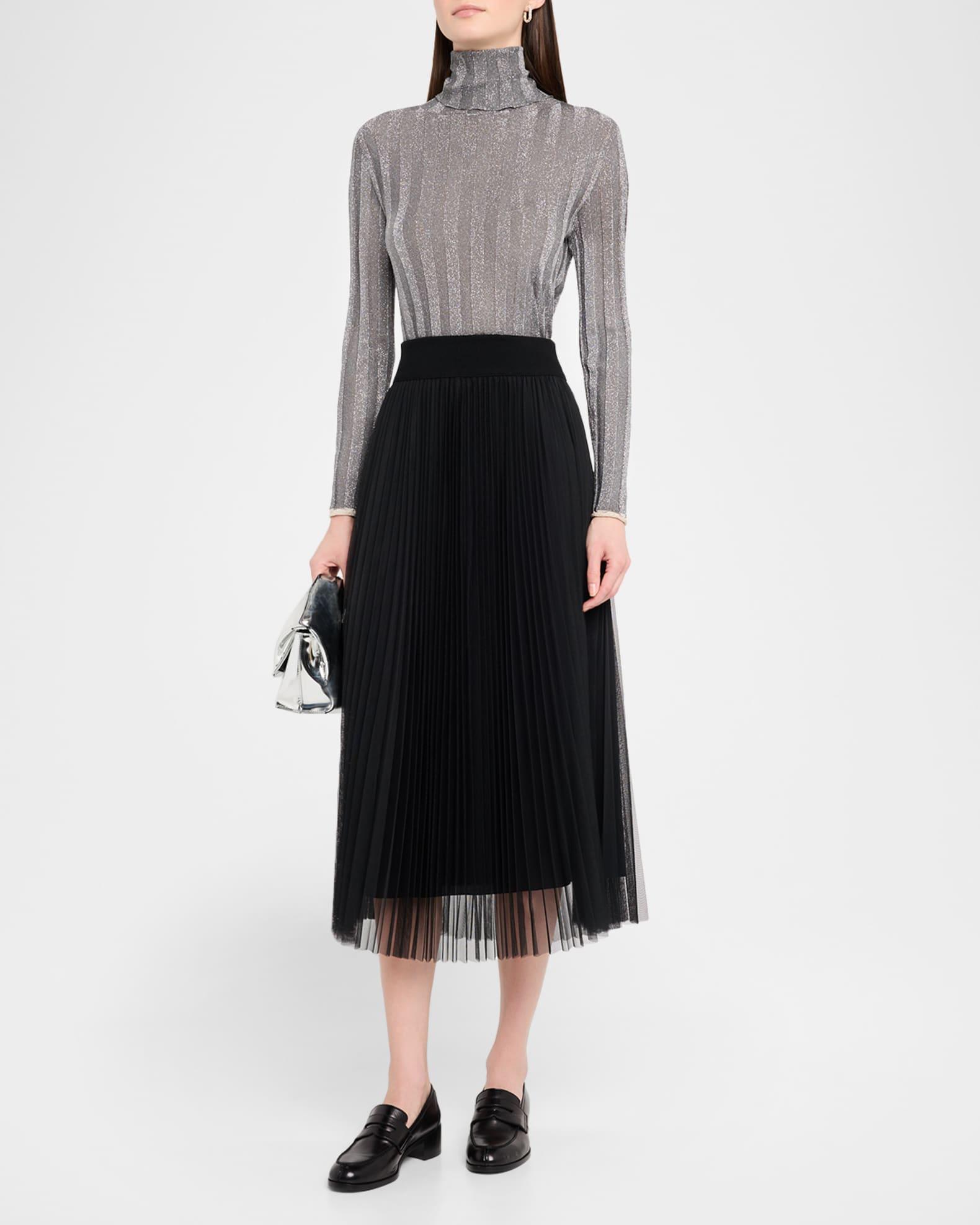 Shimmer Rib Knit Turtleneck Sweater Product Image