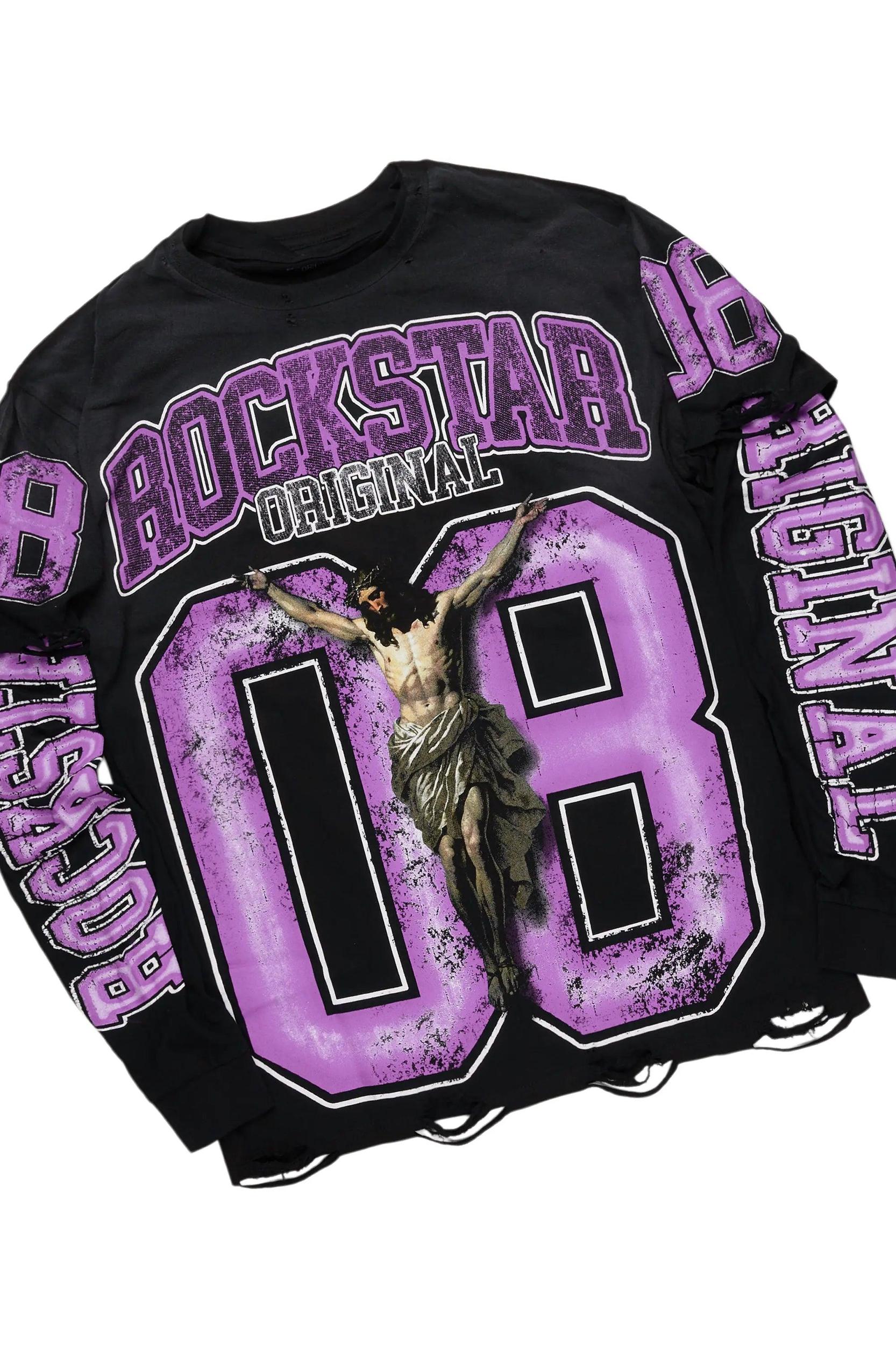 Fields Black/Purple Double Layer T-Shirt & Ayami Tapestry Jean Bundle Male Product Image