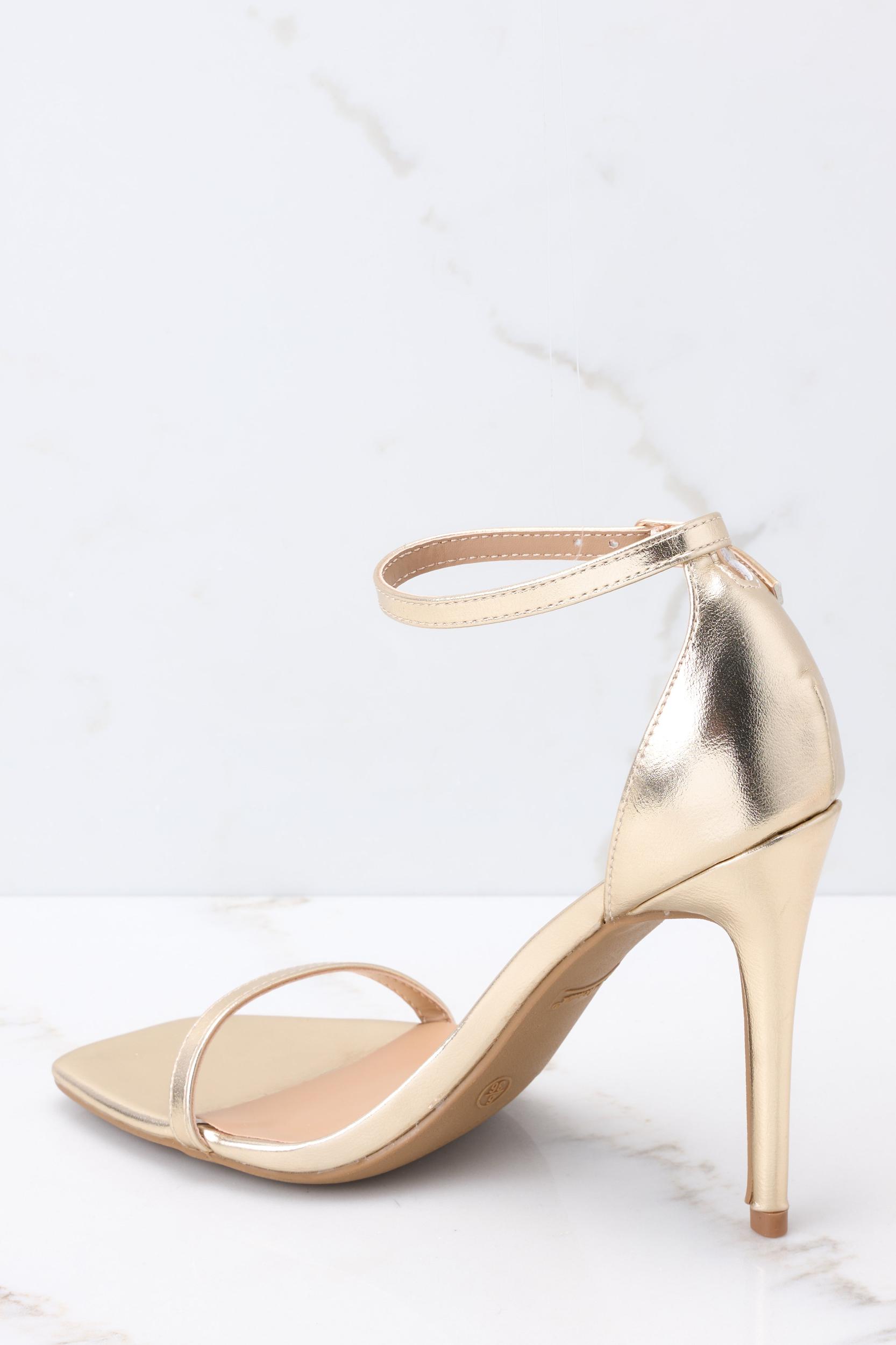 Walking Away Gold Ankle Strap Heels Product Image