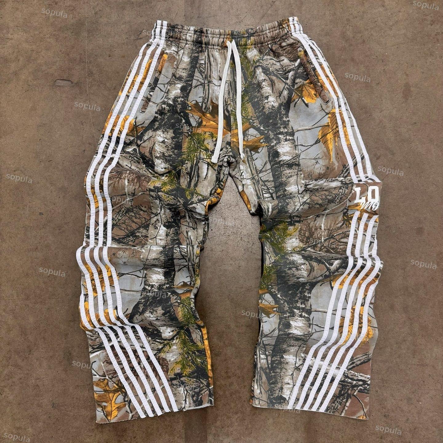 Sopula Artistic Vintage Love Money Camouflage Casual Flared Trousers Product Image