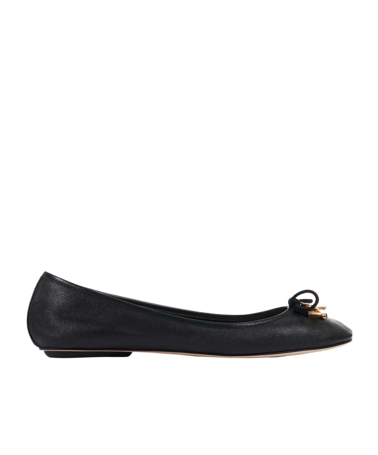 CHLOÉ Bow Detail Round Toe Flat Sole Ballerina Shoes In Black Product Image