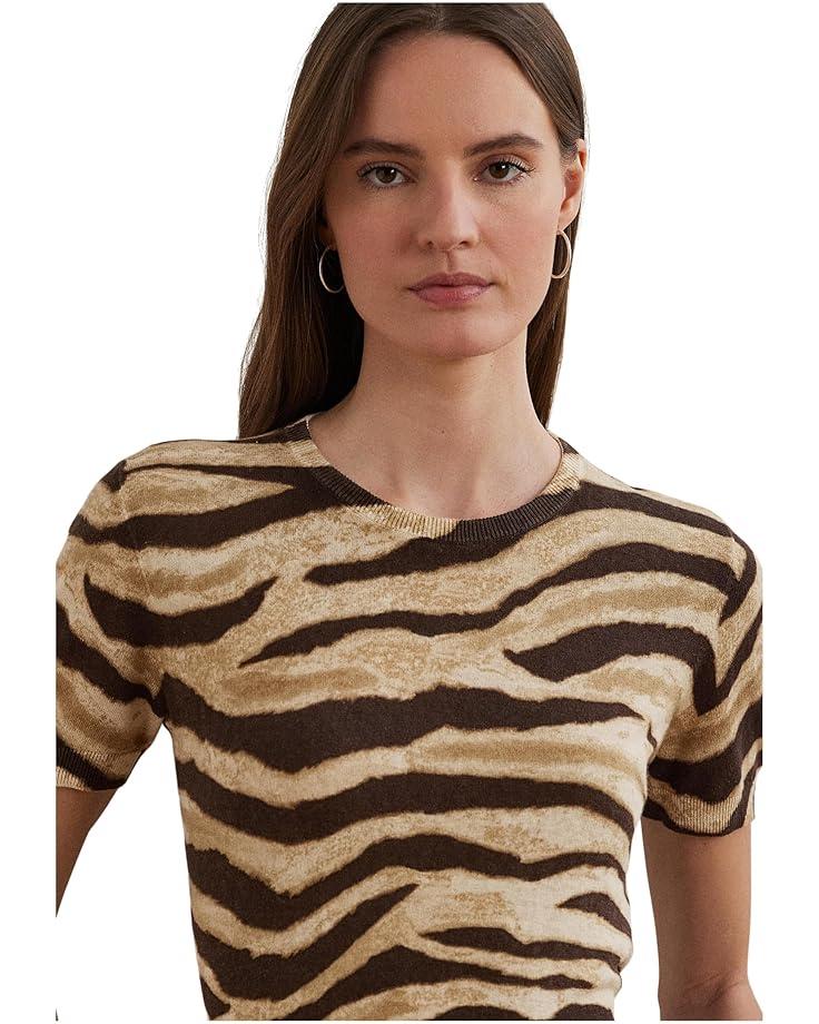 Zebra-print Linen Wide-leg Pants Product Image