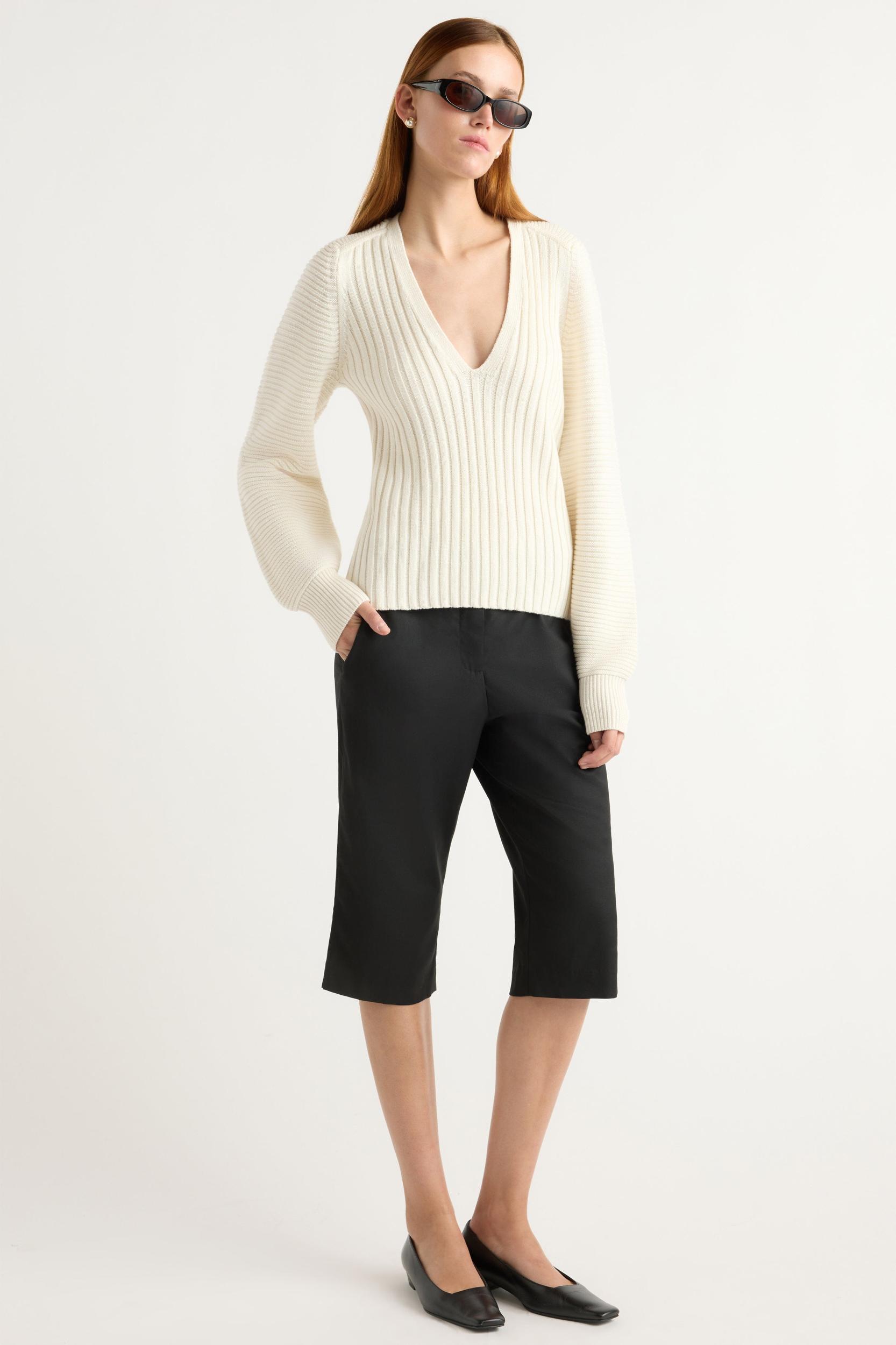 Sanne Ottoman-Knit V-Neck Sweater Product Image
