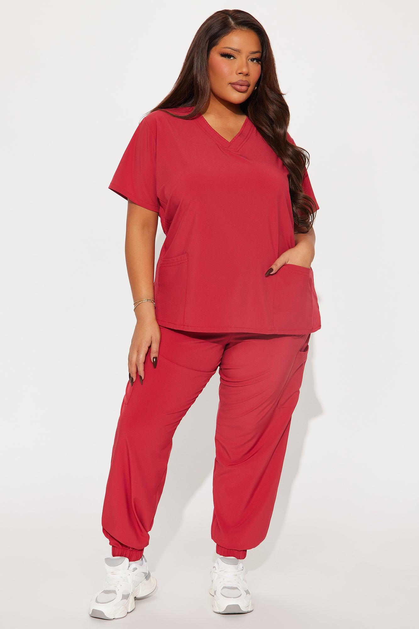 Wellness 4 Way Stretch Uniform Scrub Jogger Set - Raspberry Product Image